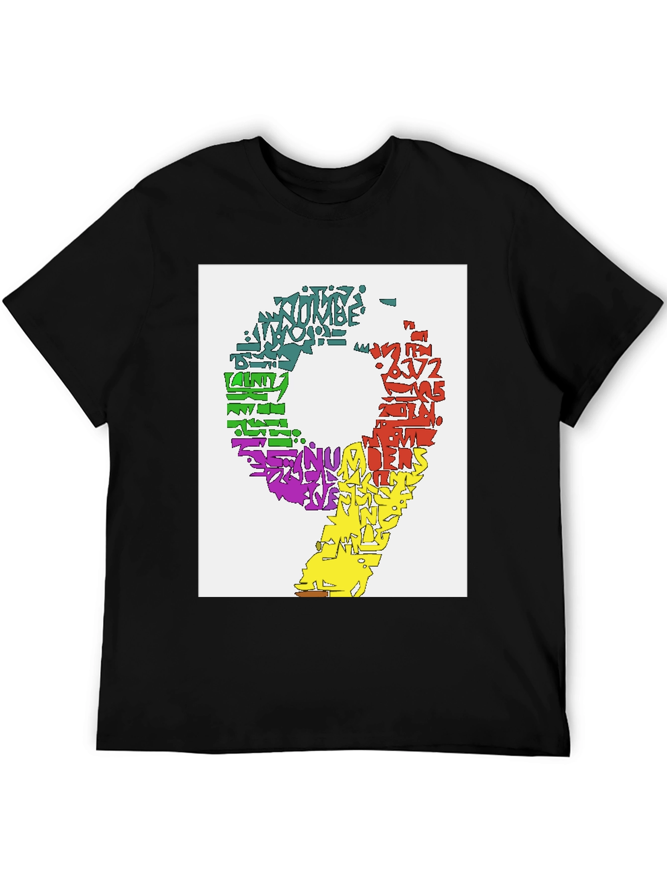 Black Colorful Number 9 Word Art Graphic Tee view 5
