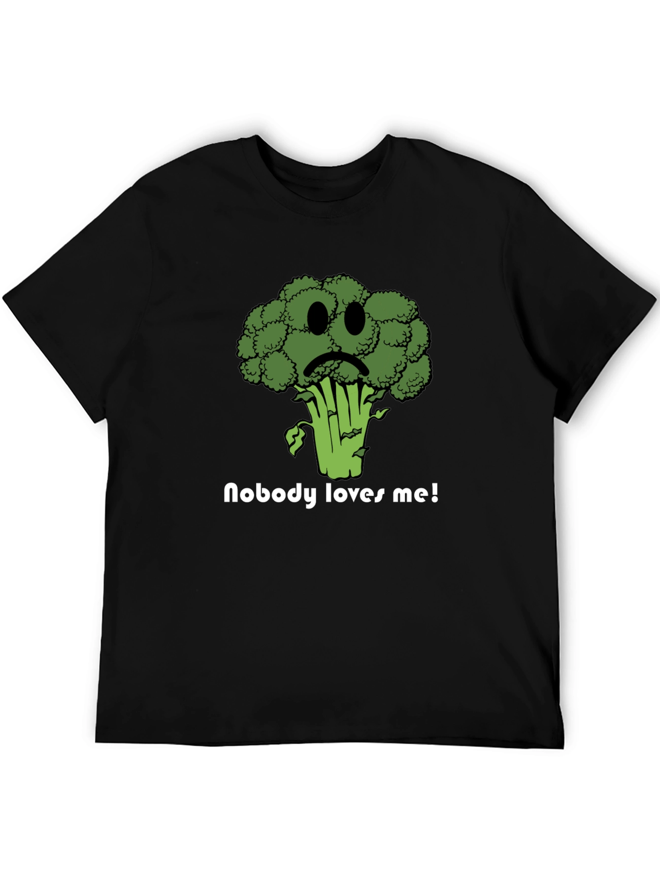 Black Sad Broccoli T-Shirt - Nobody Loves Me Graphic Tee view 5