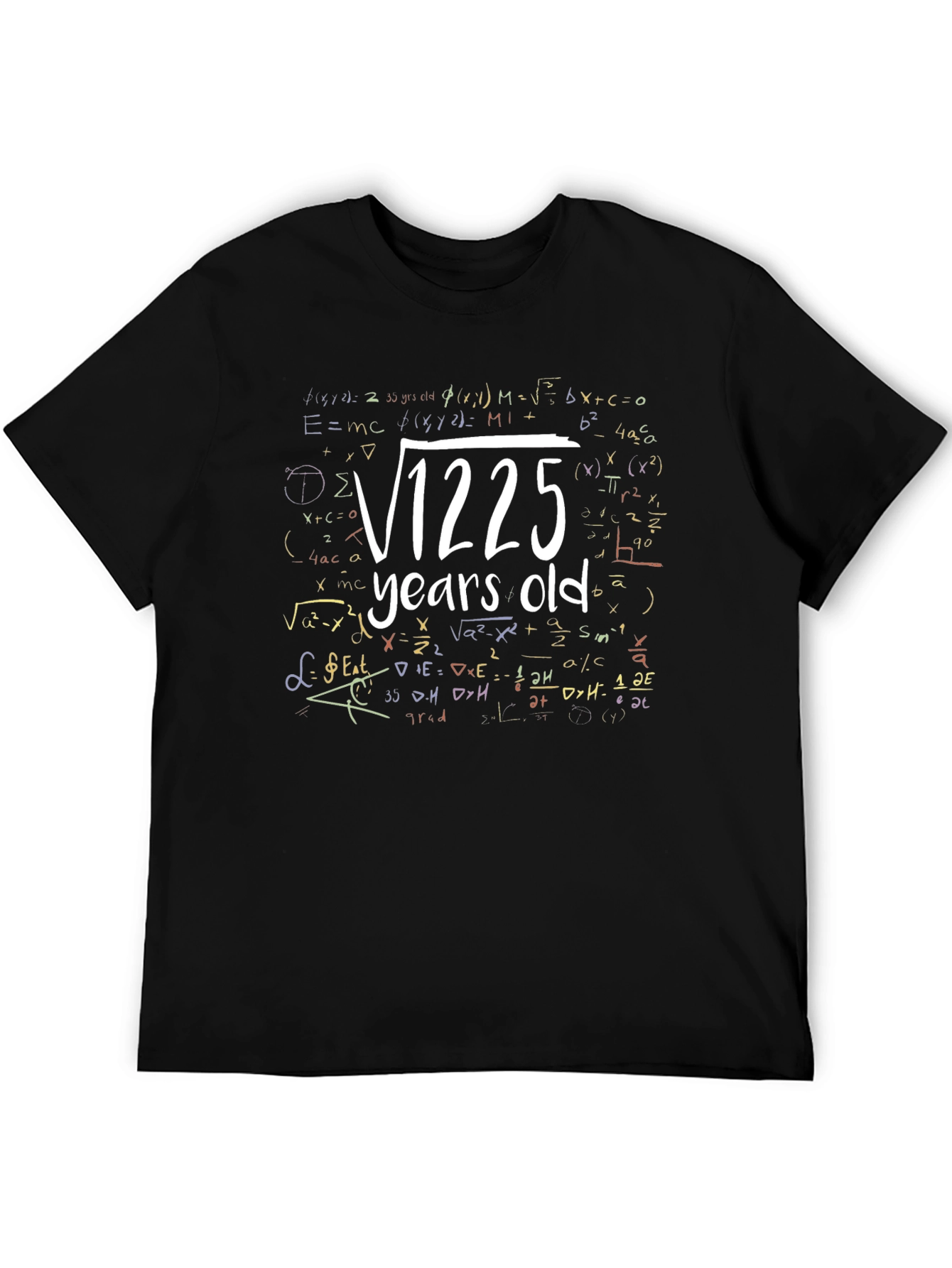 Black Funny Math 35th Birthday T-Shirt - Square Root 1225 Years Old view 5