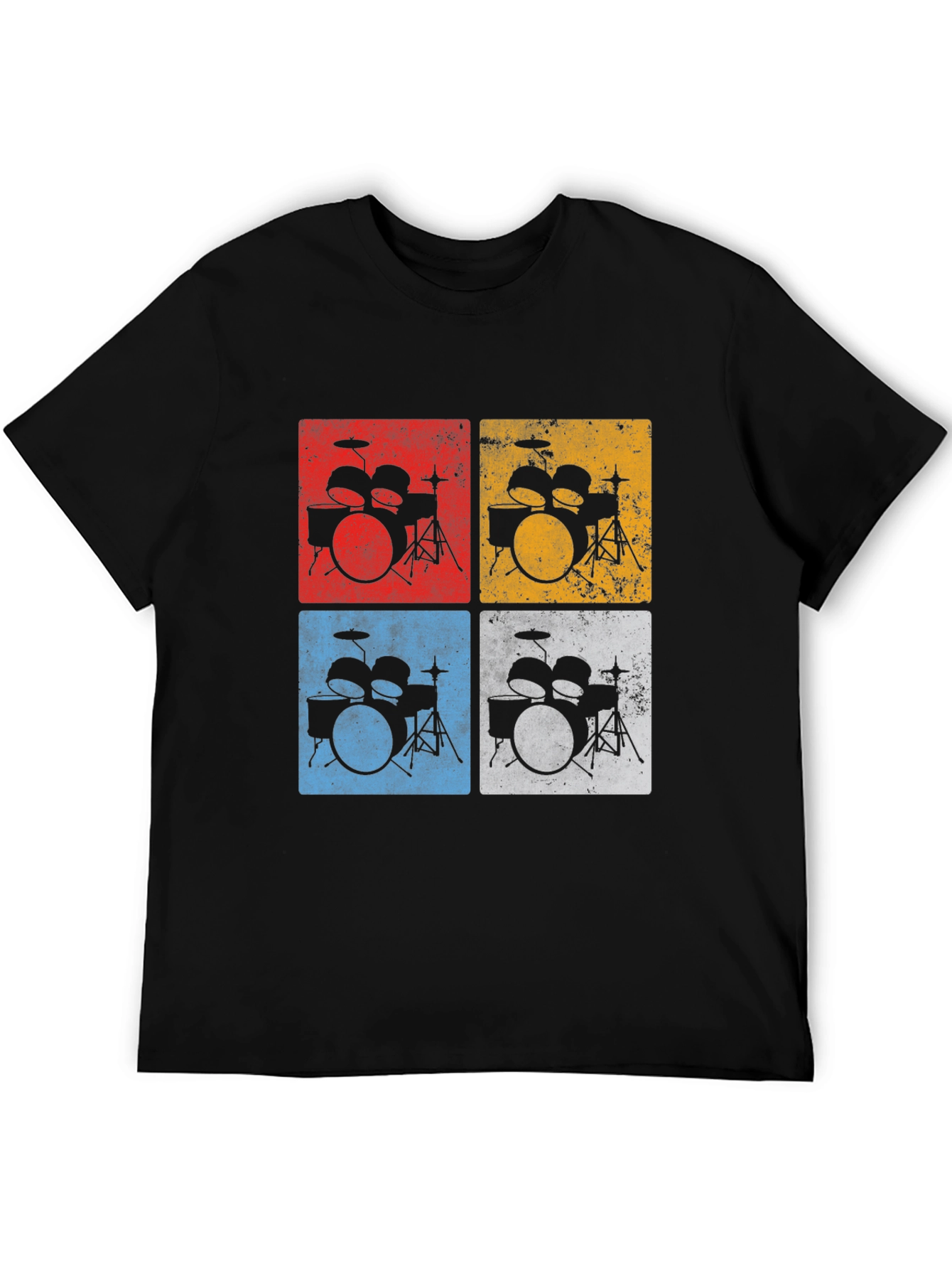 Black Retro Drum Kit T-Shirt - Musician's Tee view 5