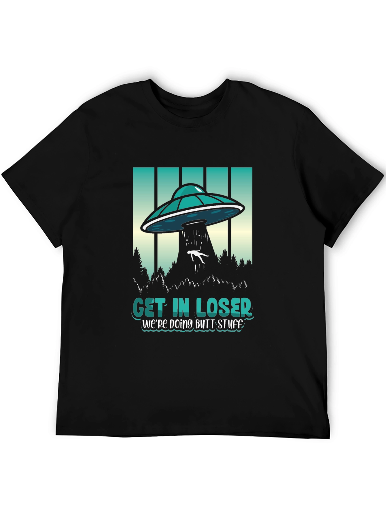 Black Get In Loser Graphic Tee - UFO Abduction Humor view 5