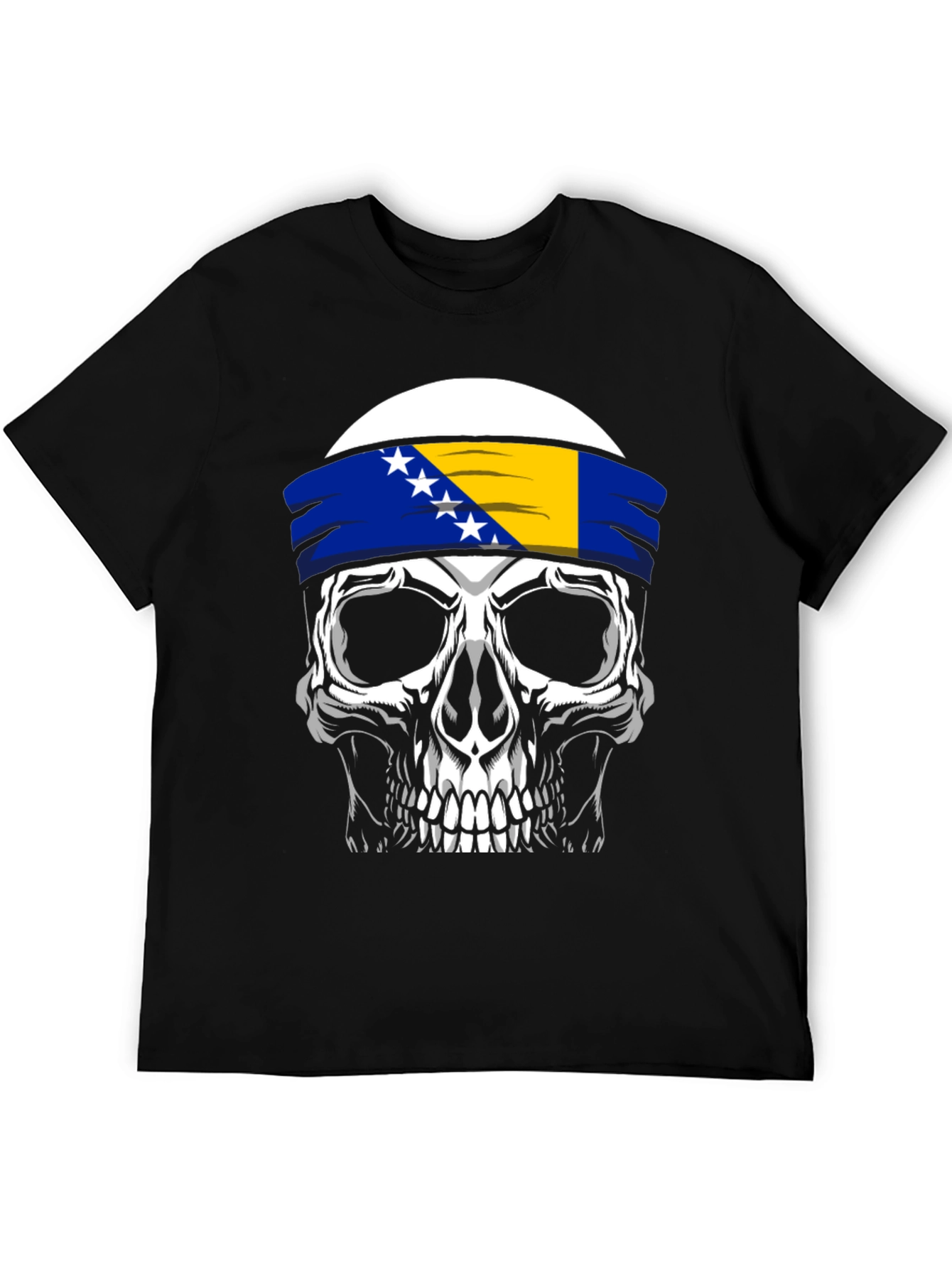 Skull Bosnia Flag Headband T-Shirt - 5