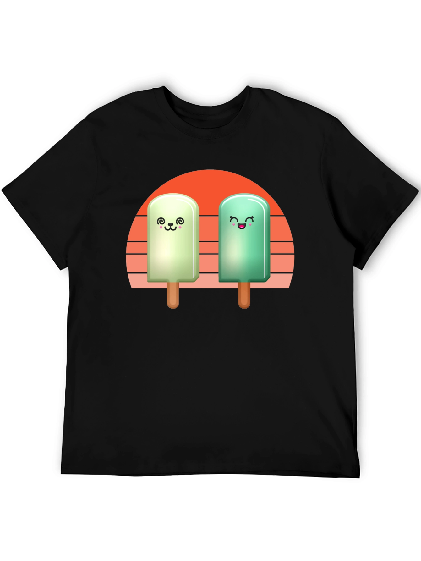 Black Cute Popsicle T-Shirt - Kawaii Ice Cream Tee view 5