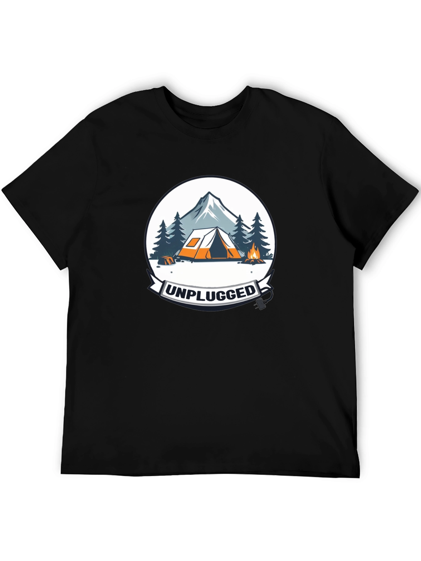 Black Unplugged Camping Graphic Tee - Black view 5