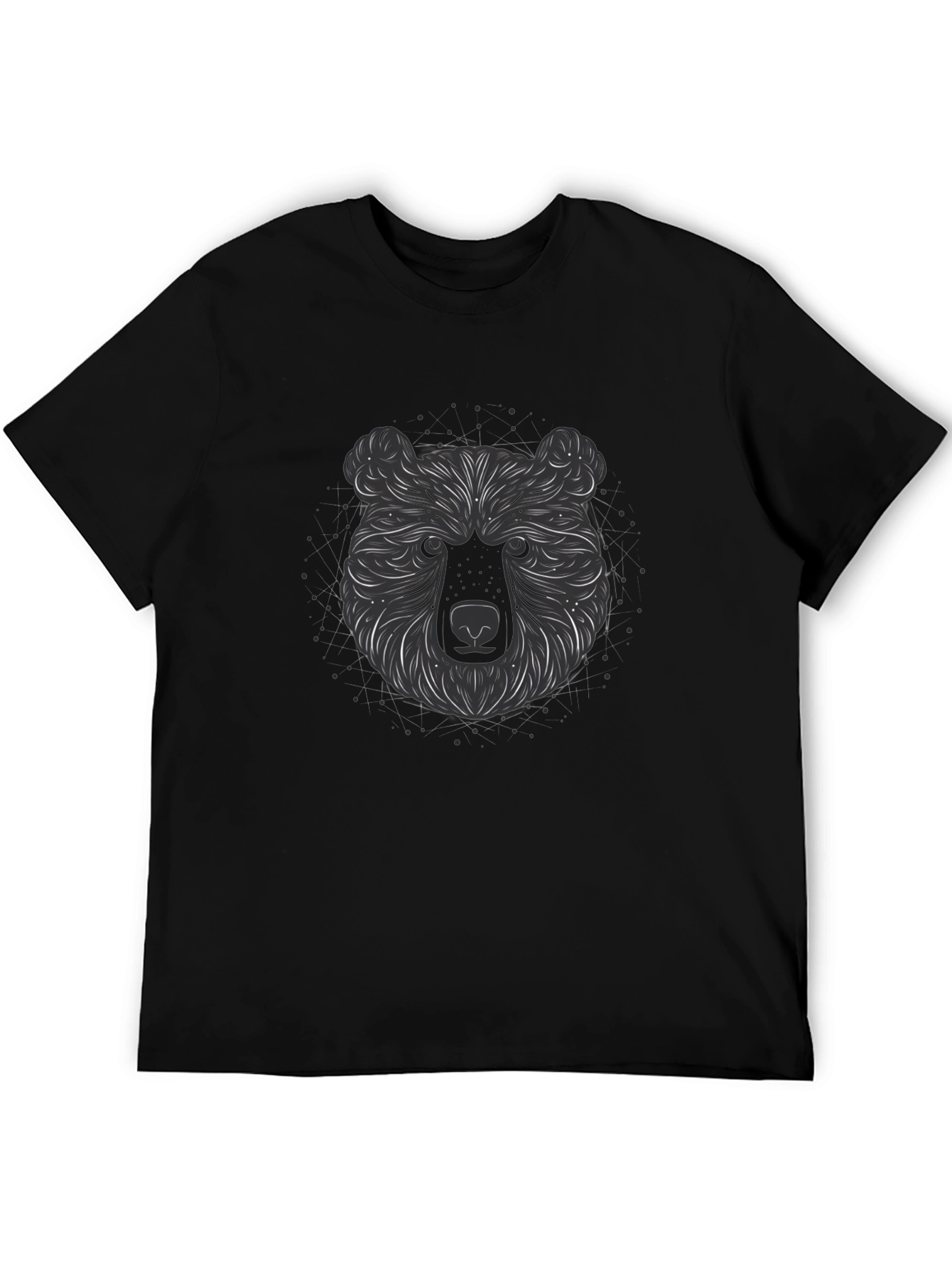 Black Abstract Bear Graphic Tee - Stylish Men's Black T-Shirt view 5