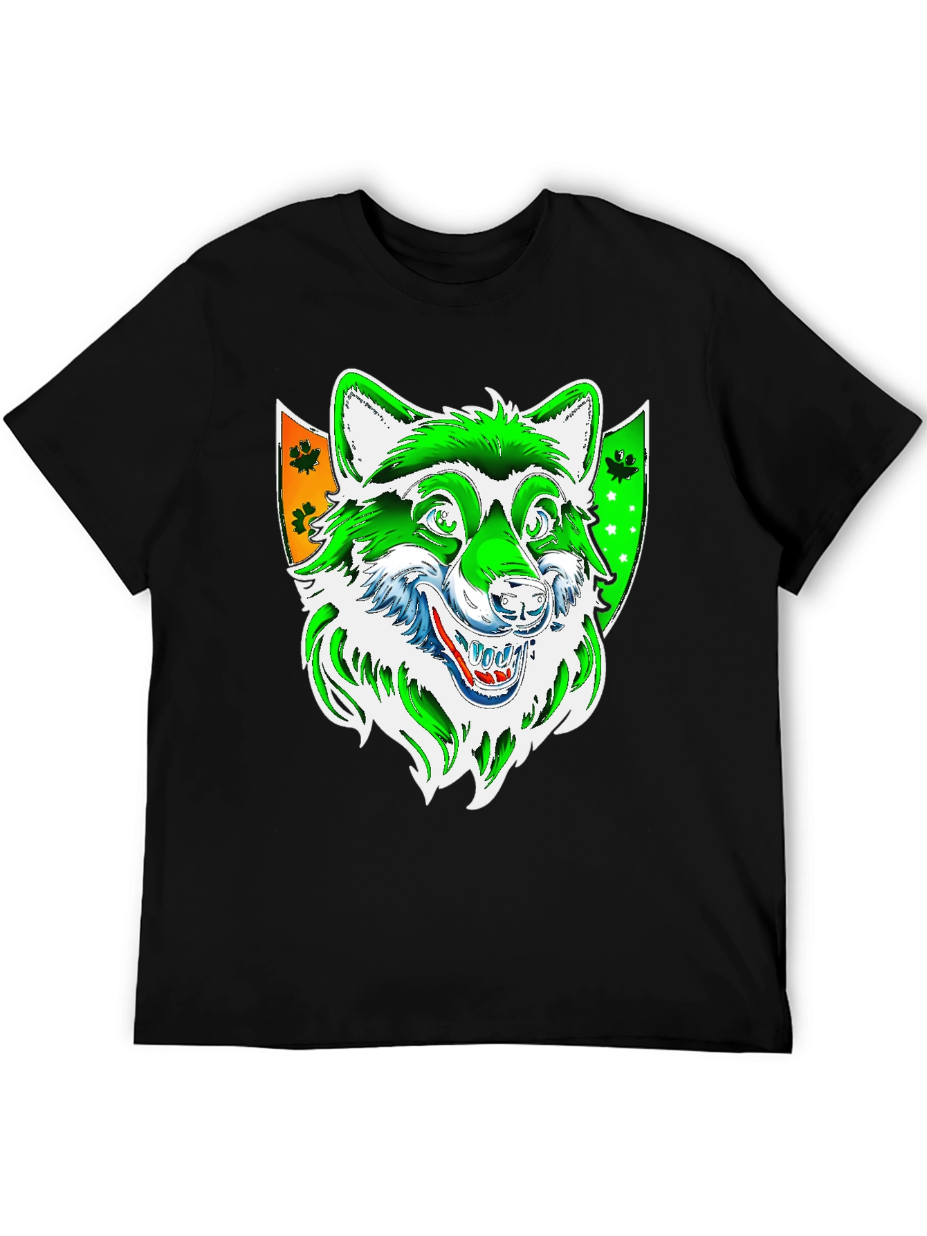 Black Wolf Graphic Tee - Black Cotton Blend Shirt view 5