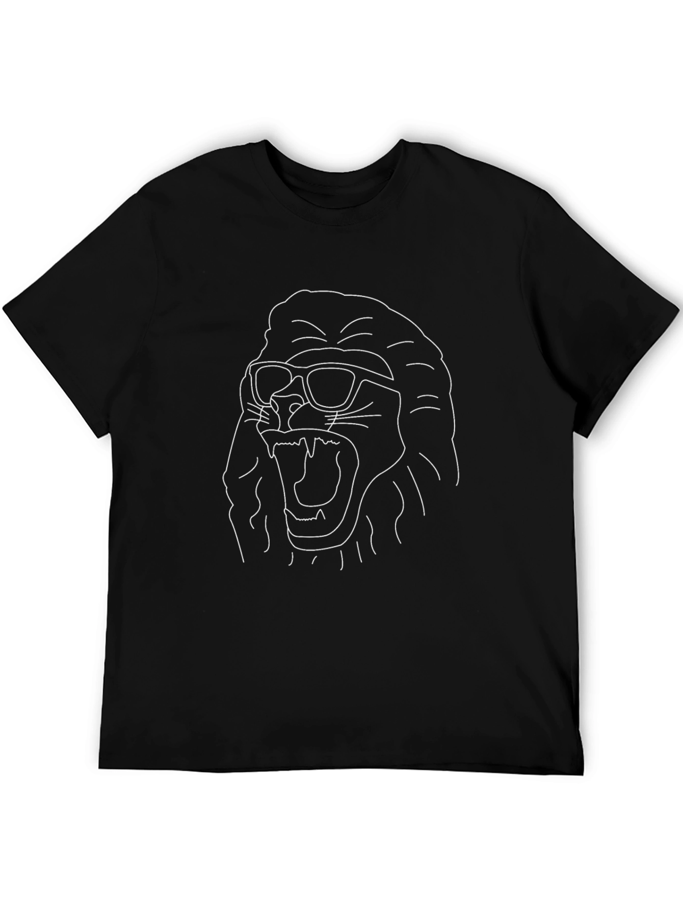 Black Cool Lion Graphic Print Black T-Shirt view 5