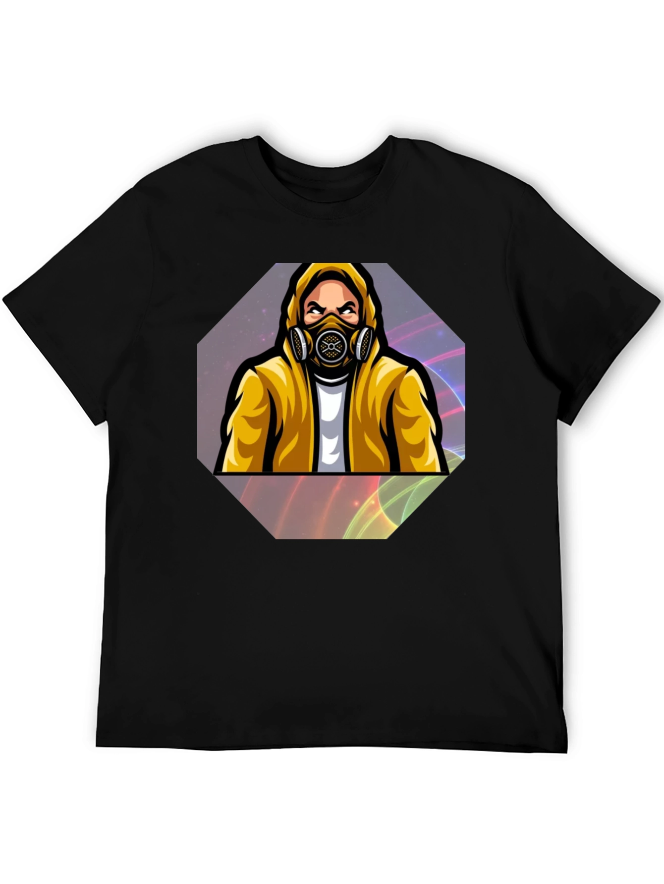 Black Gas Mask Graphic Tee - Black Cotton Blend view 5