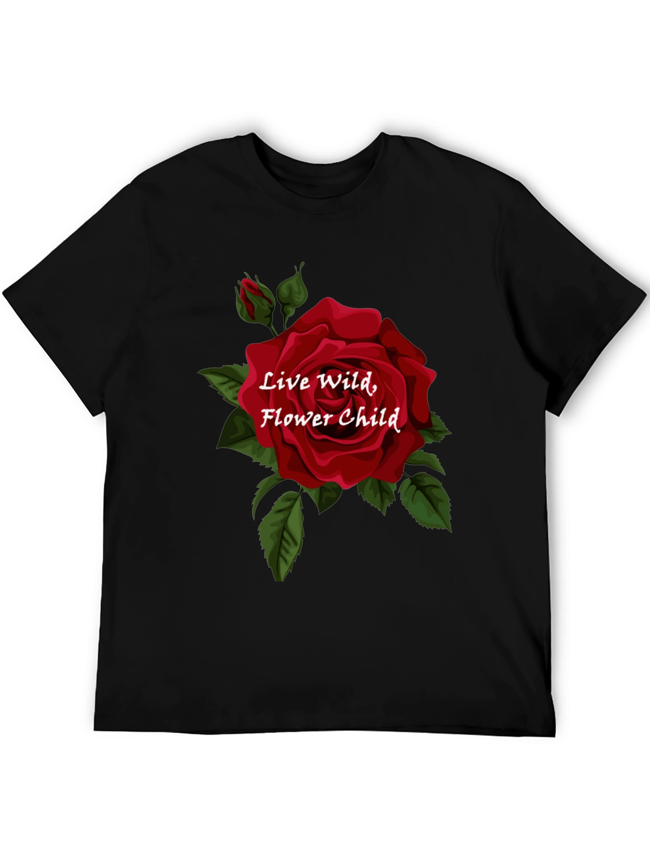 Black Live Wild Flower Child Graphic Tee - Black view 5