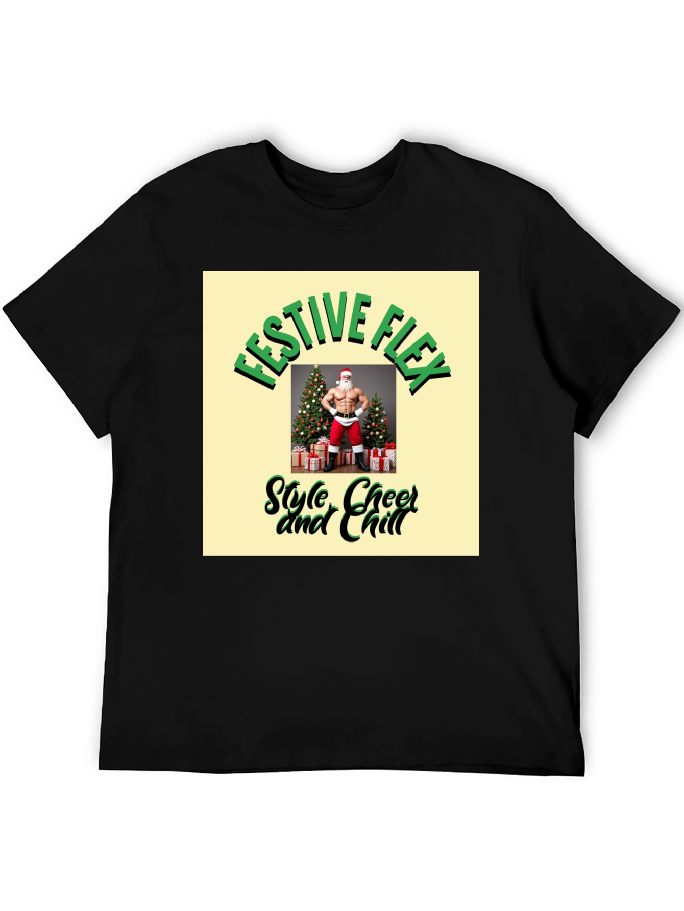 Black Festive Flex Graphic T-Shirt - Style, Cheer & Chill view 5