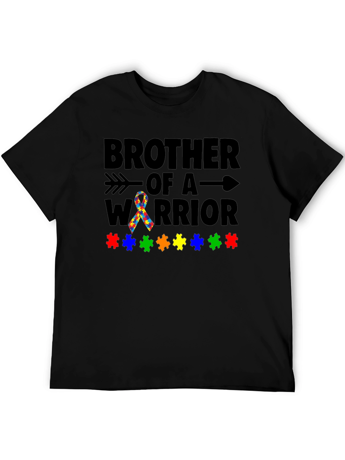 Black Brother of a Warrior Autism Awareness T-Shirt view 5