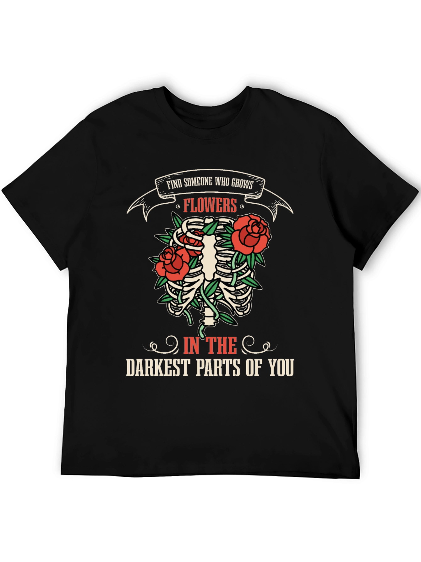 Black Find Someone Who Grows Flowers Graphic T-Shirt view 5