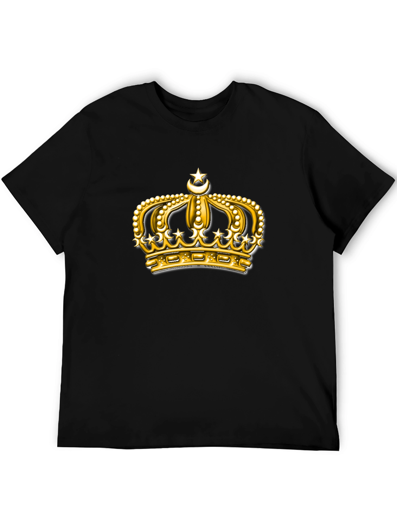 Black Golden Crown Graphic Tee - Premium Black T-Shirt view 5