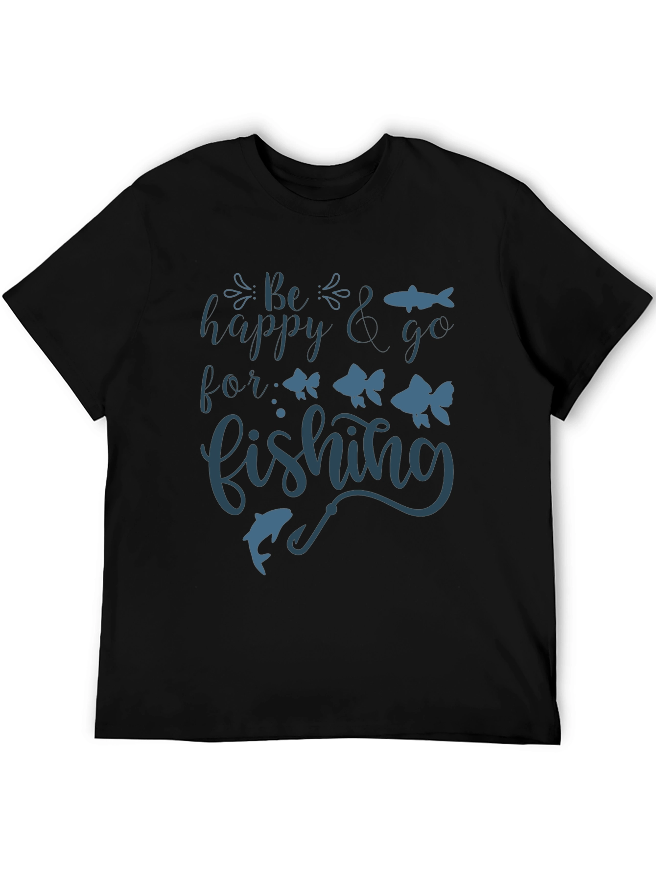 Black Be Happy & Go Fishing Graphic Tee view 5