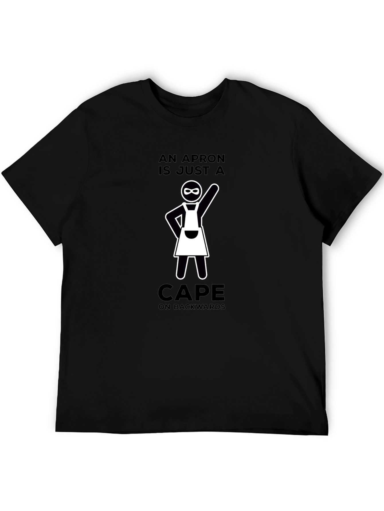 Black Funny Apron Cape Backwards T-Shirt view 5