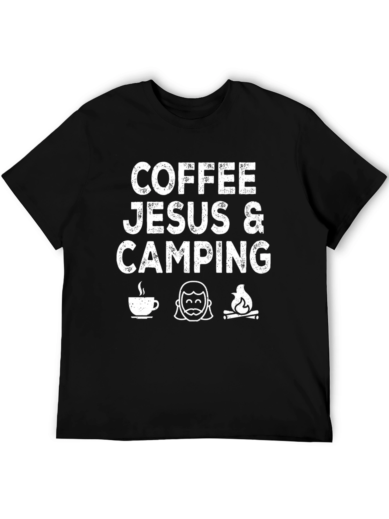 Black Coffee Jesus & Camping Black Graphic T-Shirt view 5