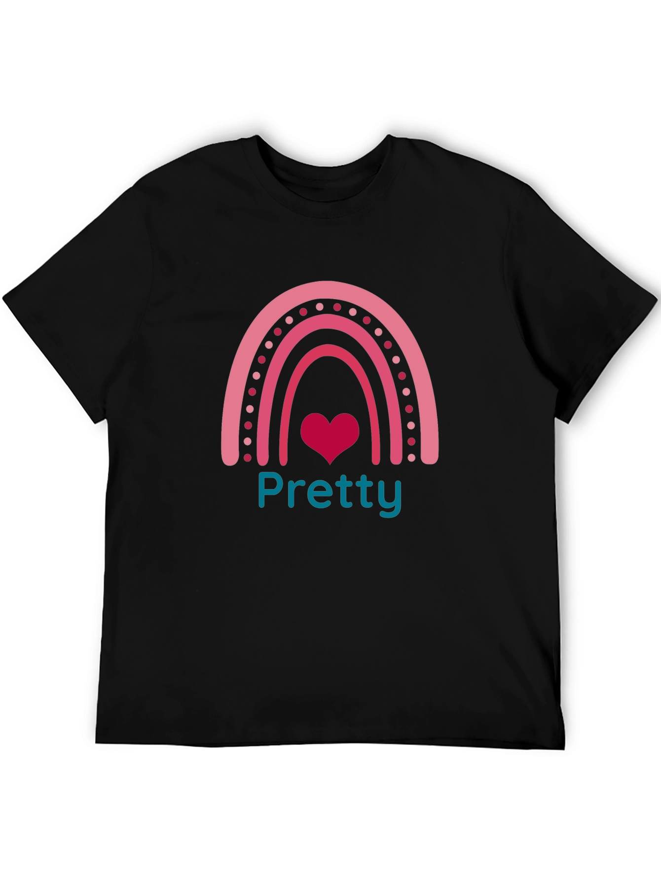 Black Pretty Rainbow Heart Tee - Soft Black T-Shirt view 5