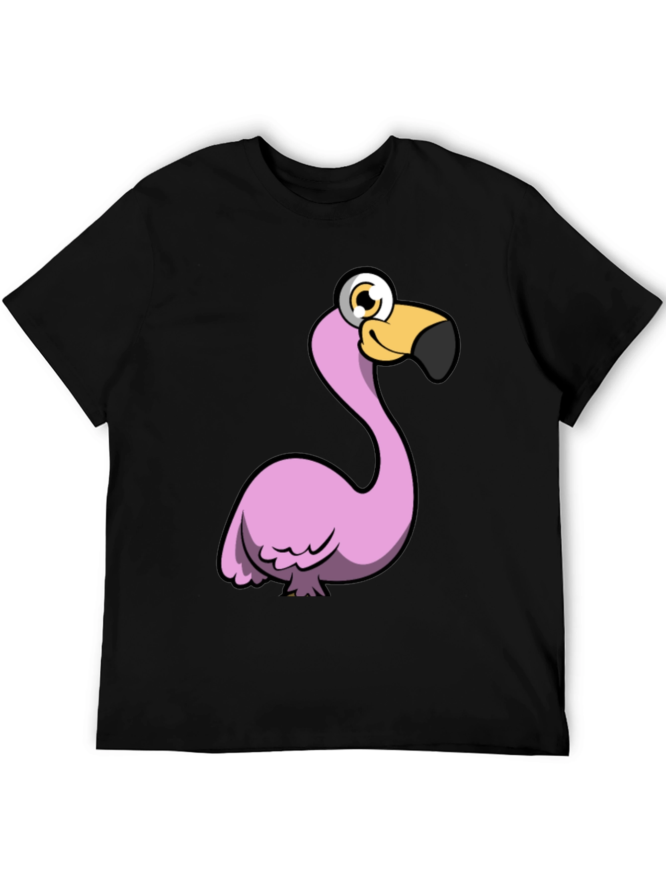 Black Funny Flamingo Graphic Tee - Black Cotton Shirt view 5