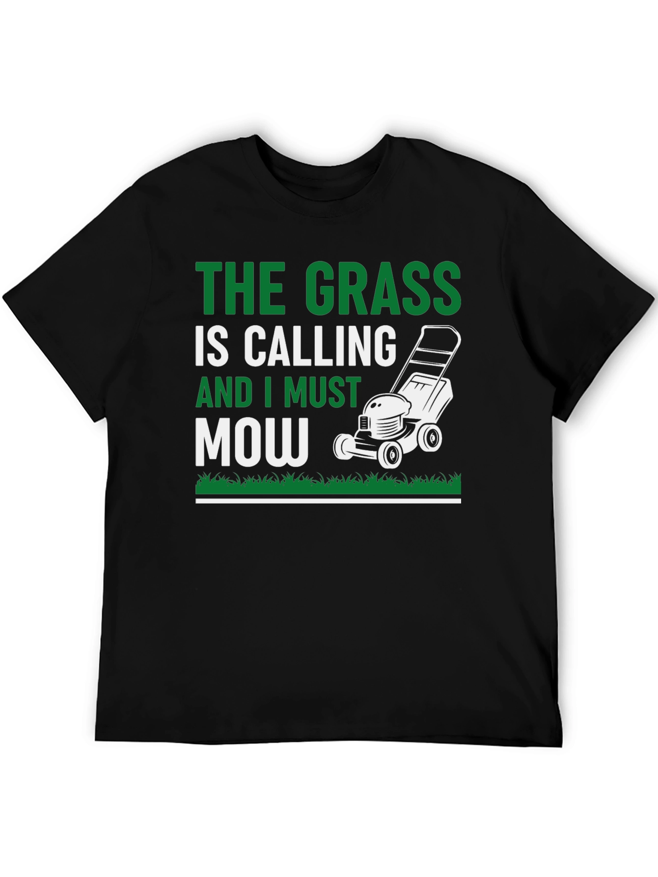 Black The Grass is Calling Funny Lawn Mowing T-Shirt view 5