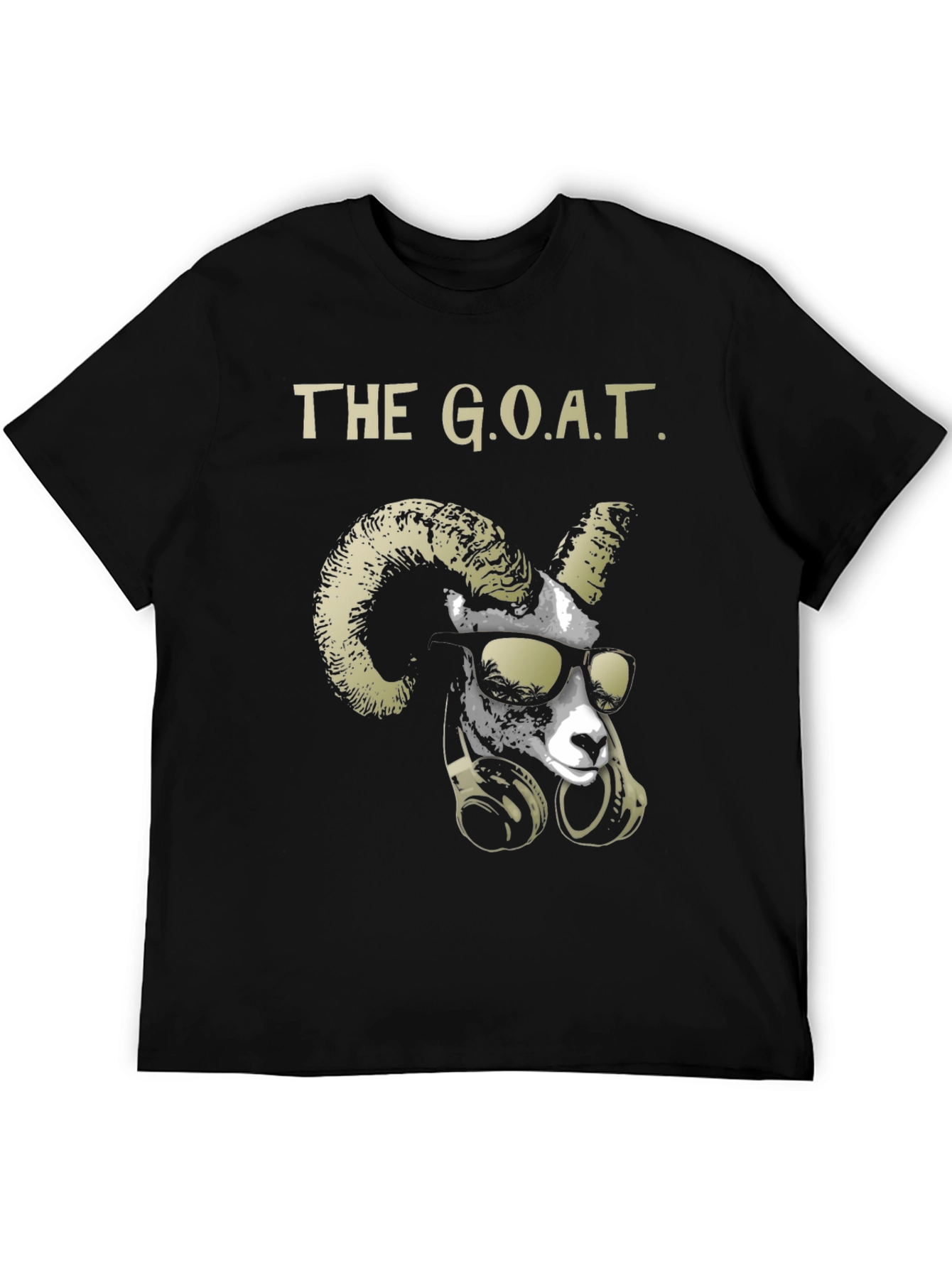 Black Cool Goat Graphic Tee - Greatest Of All Time Black T-Shirt view 5