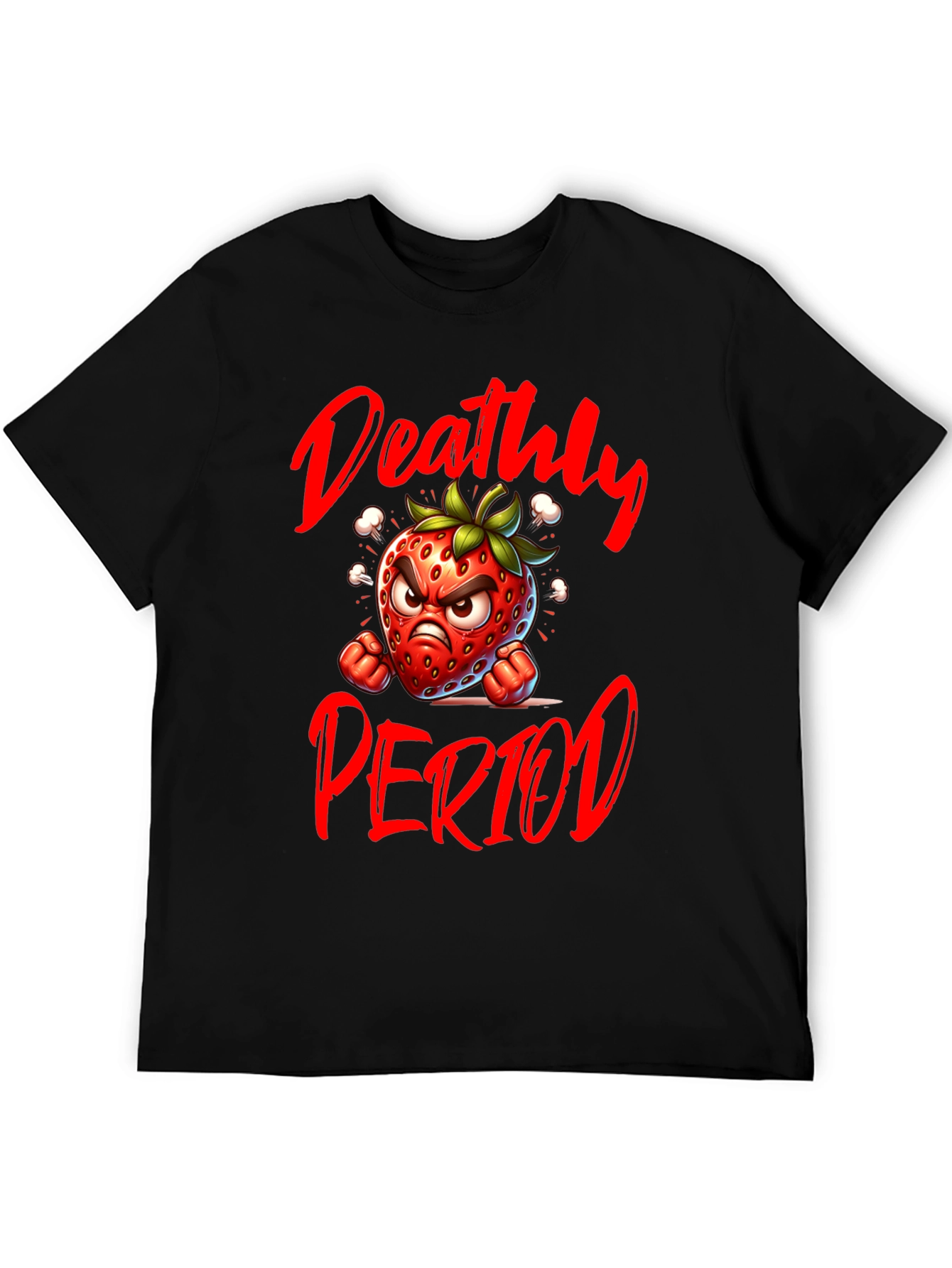 Black Deathly Period Graphic Tee - Angry Strawberry T-Shirt view 5