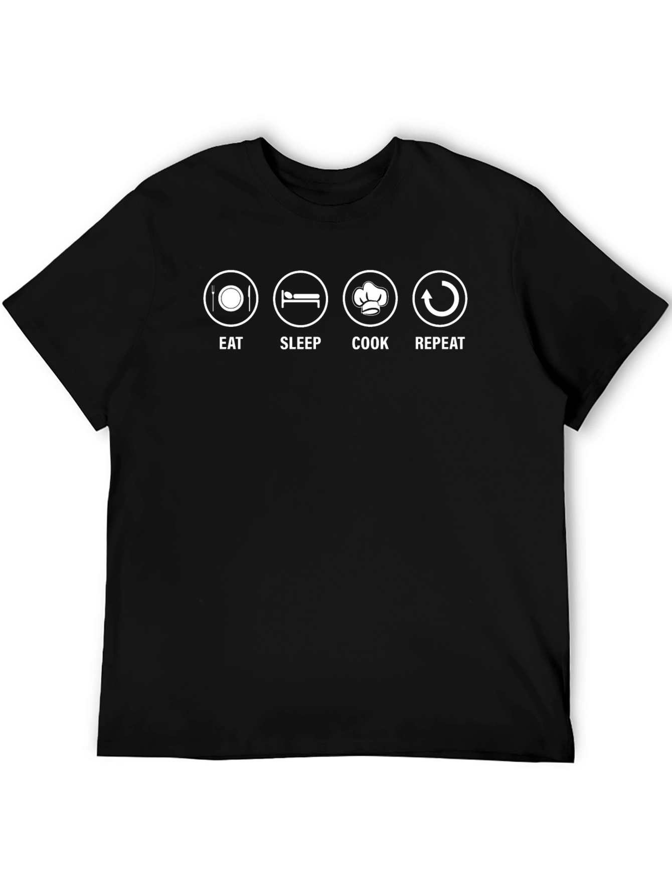Black Eat Sleep Cook Repeat Black Graphic T-Shirt view 5