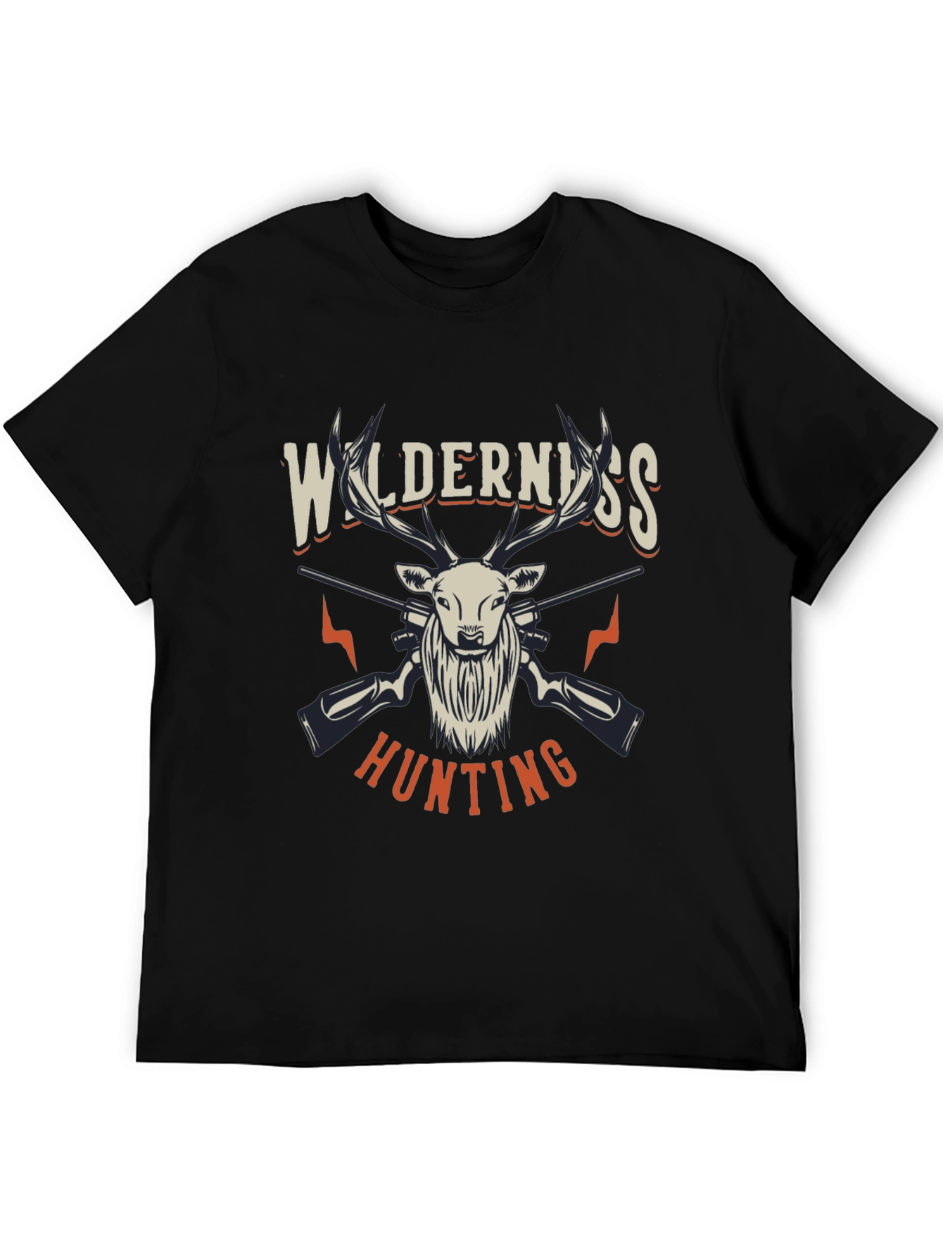 Black Wilderness Hunting Graphic Tee - Black Cotton Blend Shirt view 5