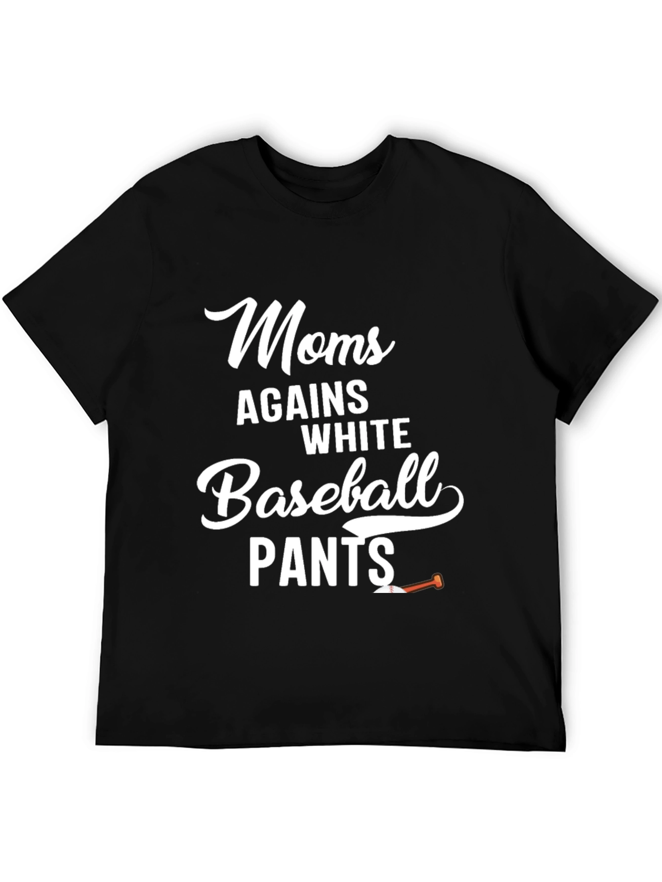 Black Moms Against White Baseball Pants T-Shirt view 5