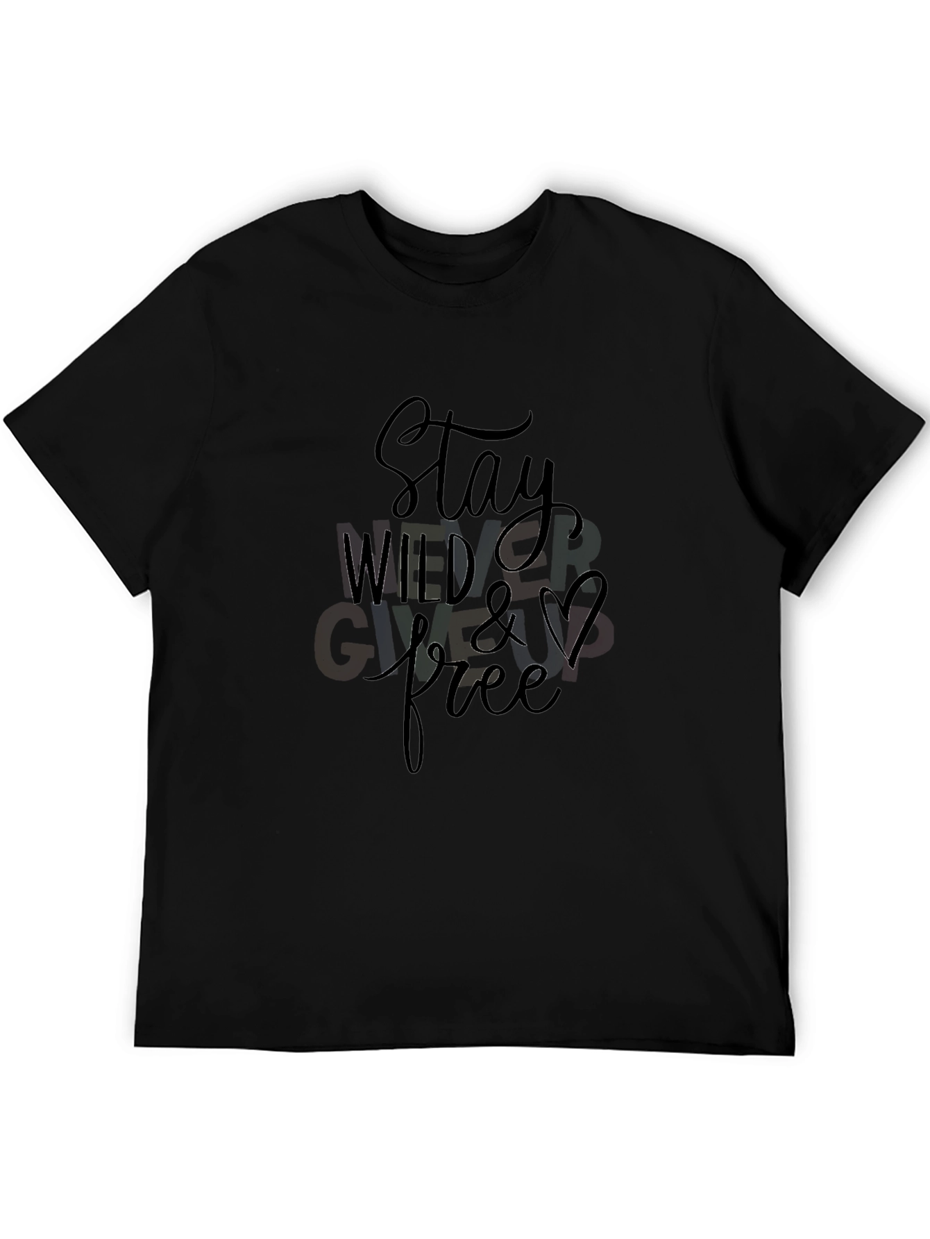 Black Stay Wild & Free Graphic Black T-Shirt view 5