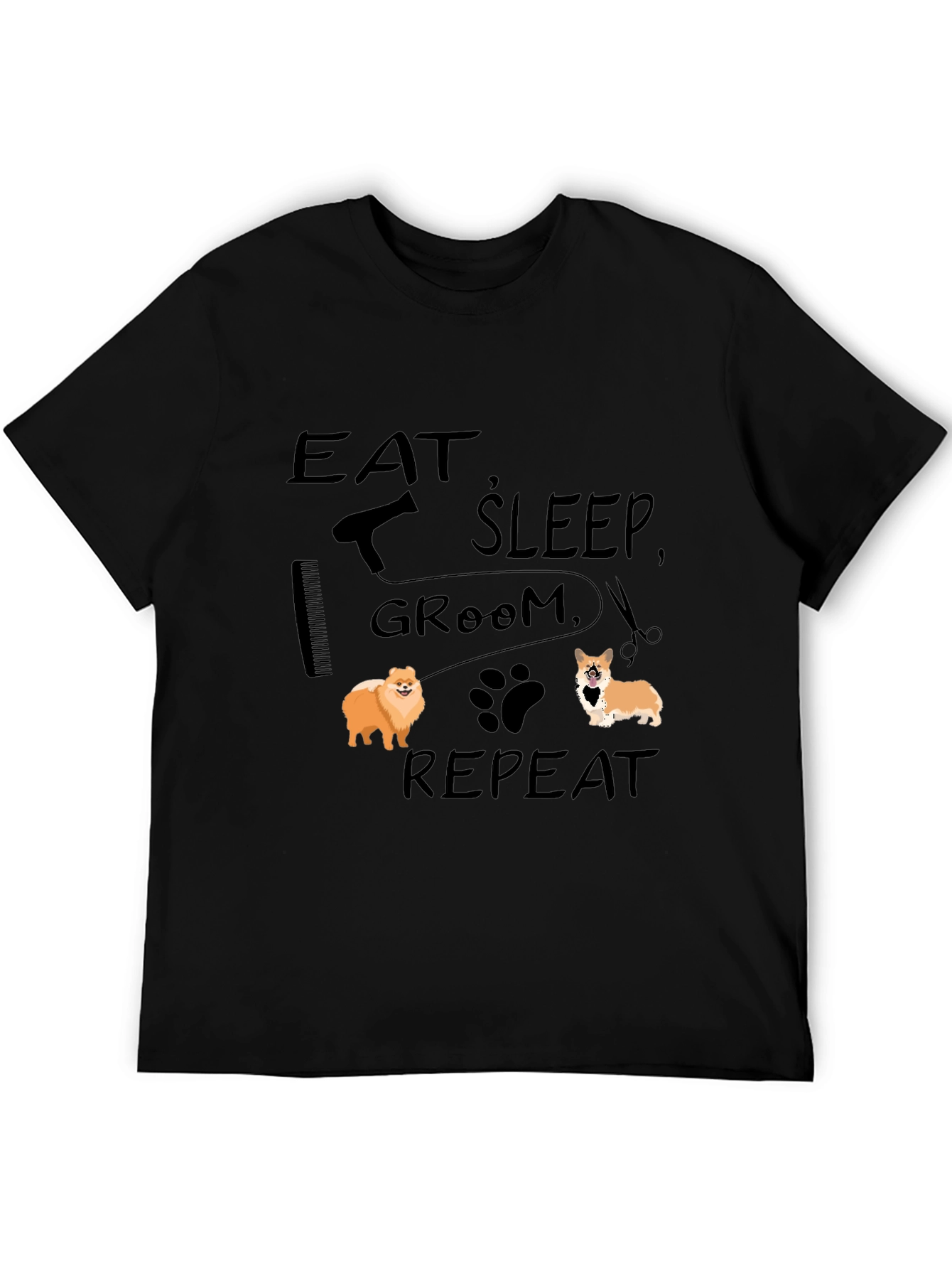 Black Eat Sleep Groom Repeat Dog Lover T-Shirt view 5