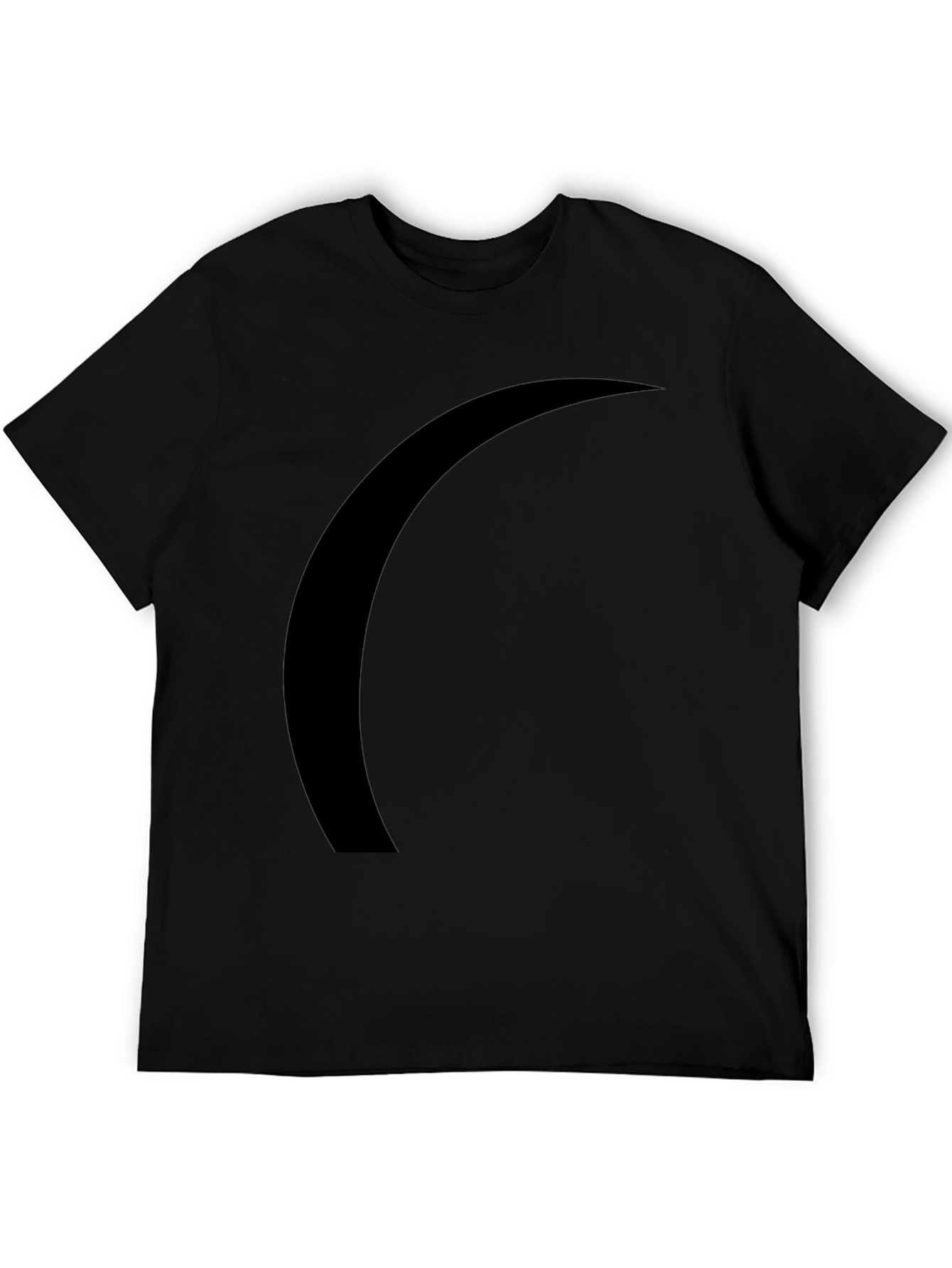 Black Minimalist Black Curved Graphic Tee - Casual Comfort view 5