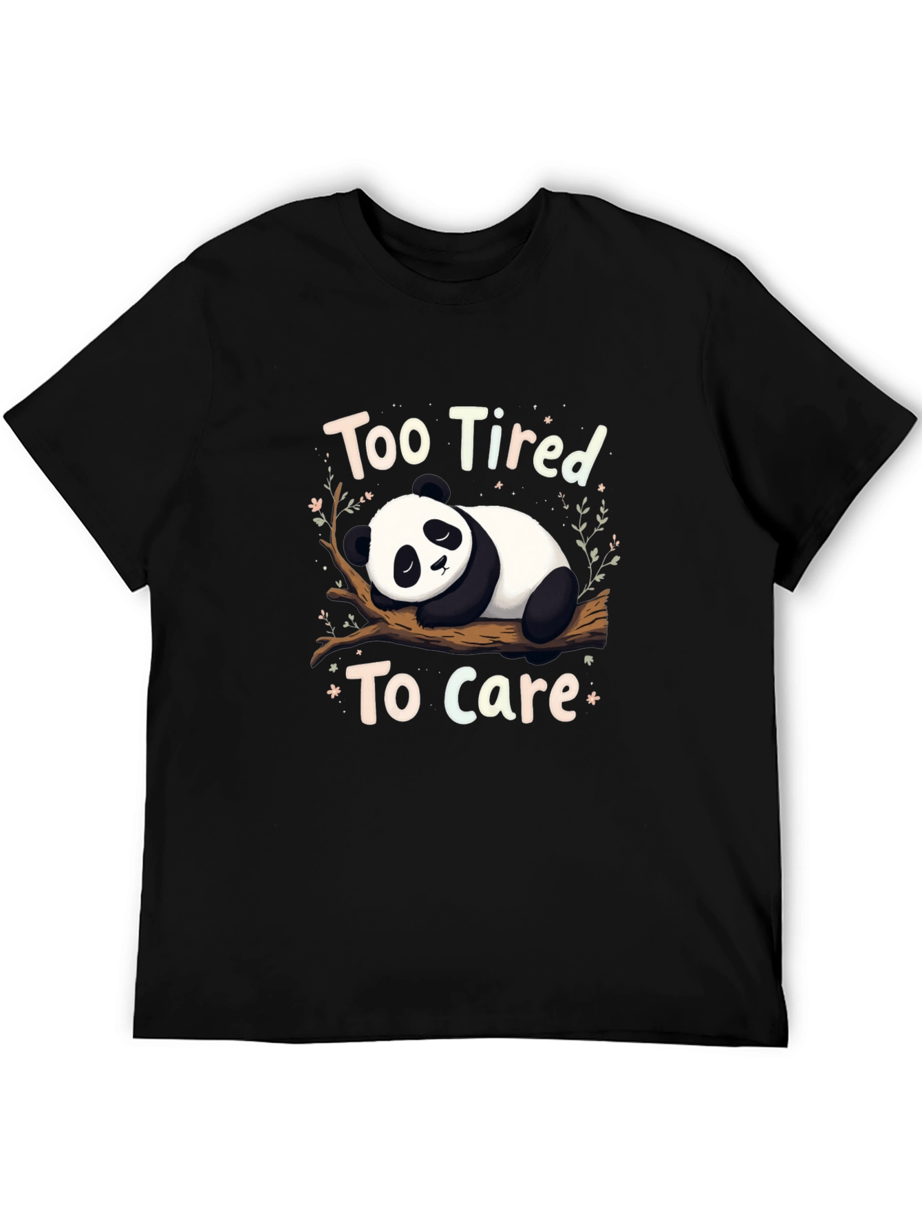 Black Too Tired to Care Panda Graphic T-Shirt view 5