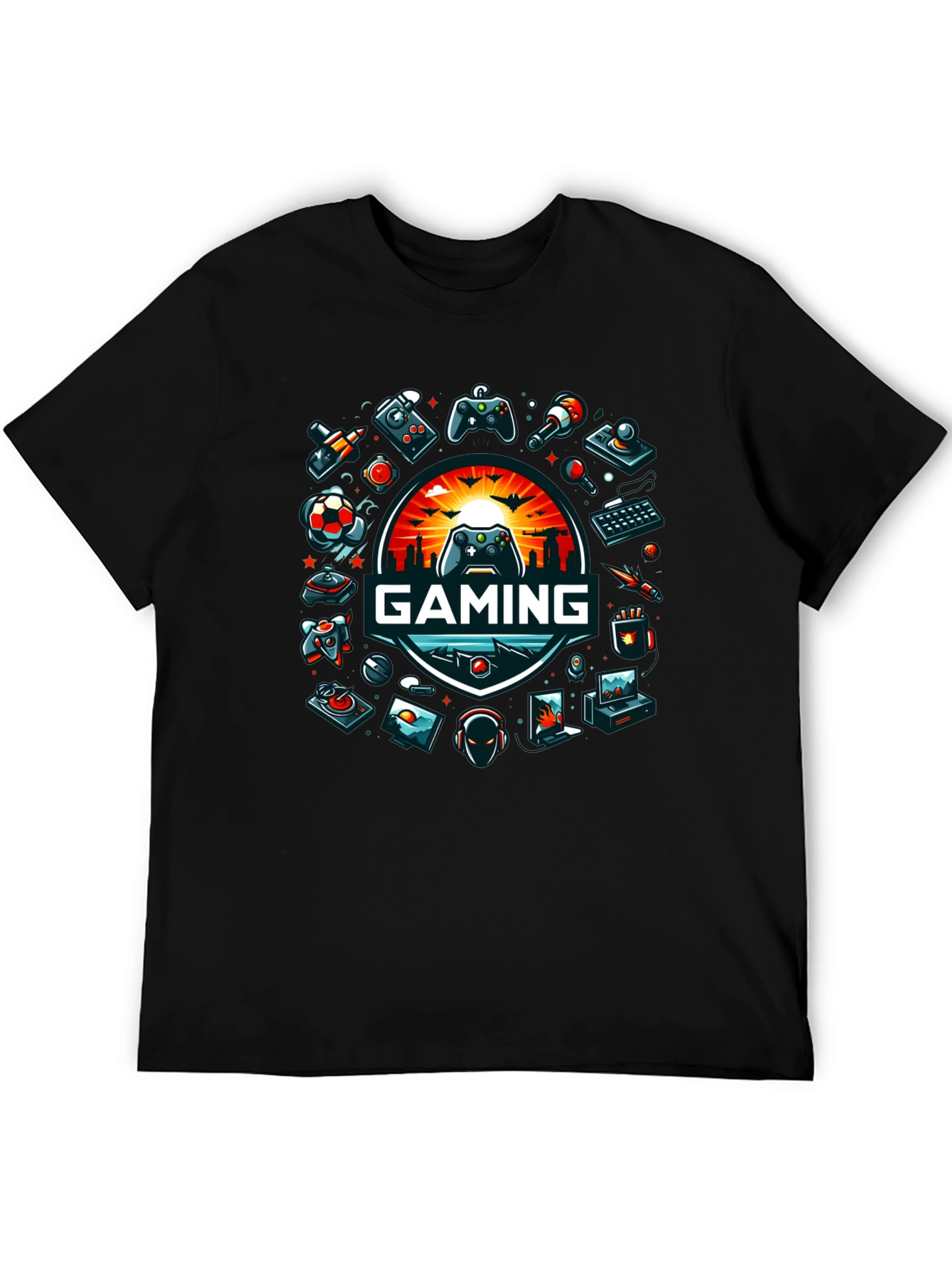 Black Gaming Graphic Tee - Black Crew Neck view 5