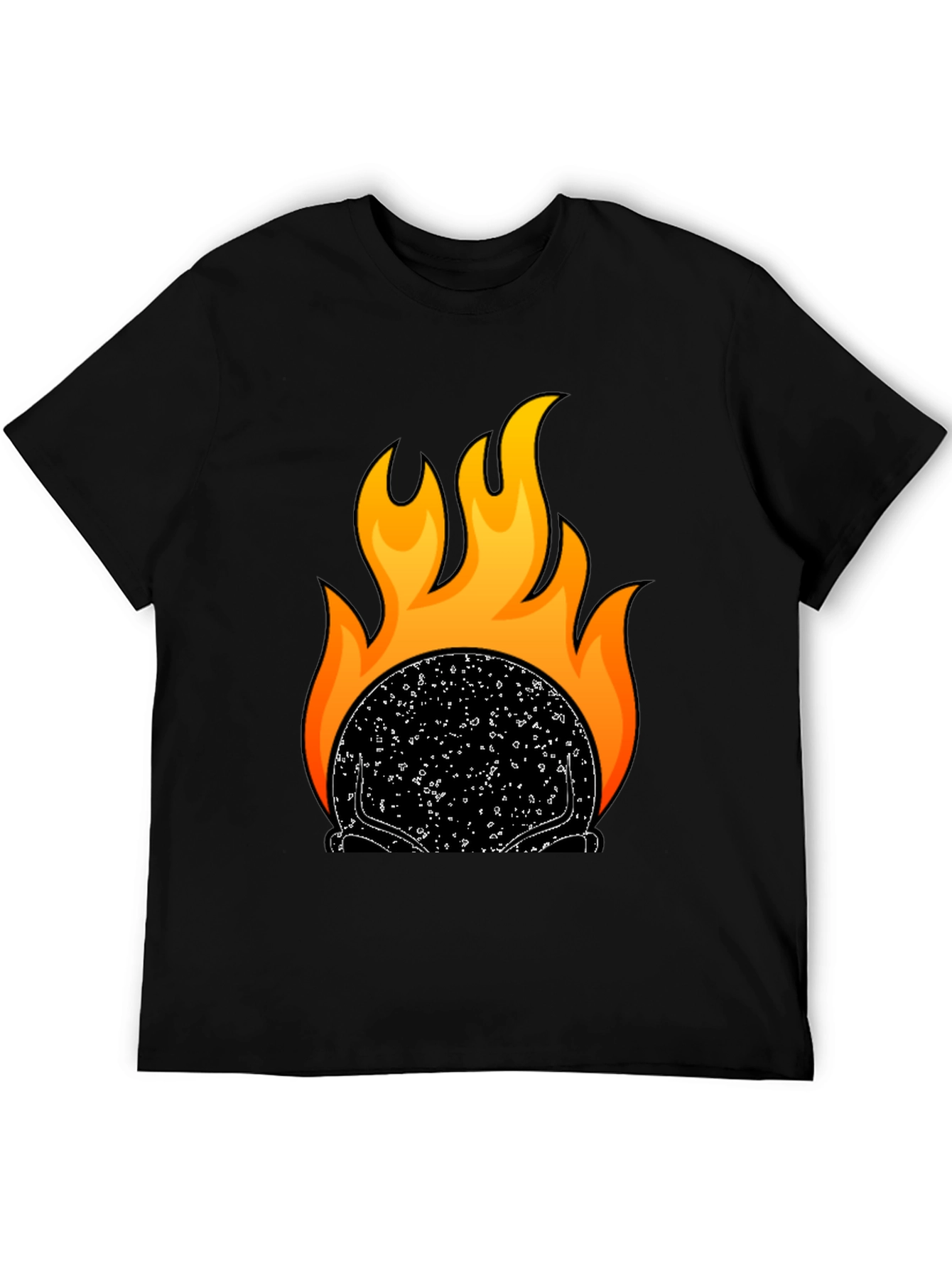 Black Flaming Skull Graphic T-Shirt - Black view 5
