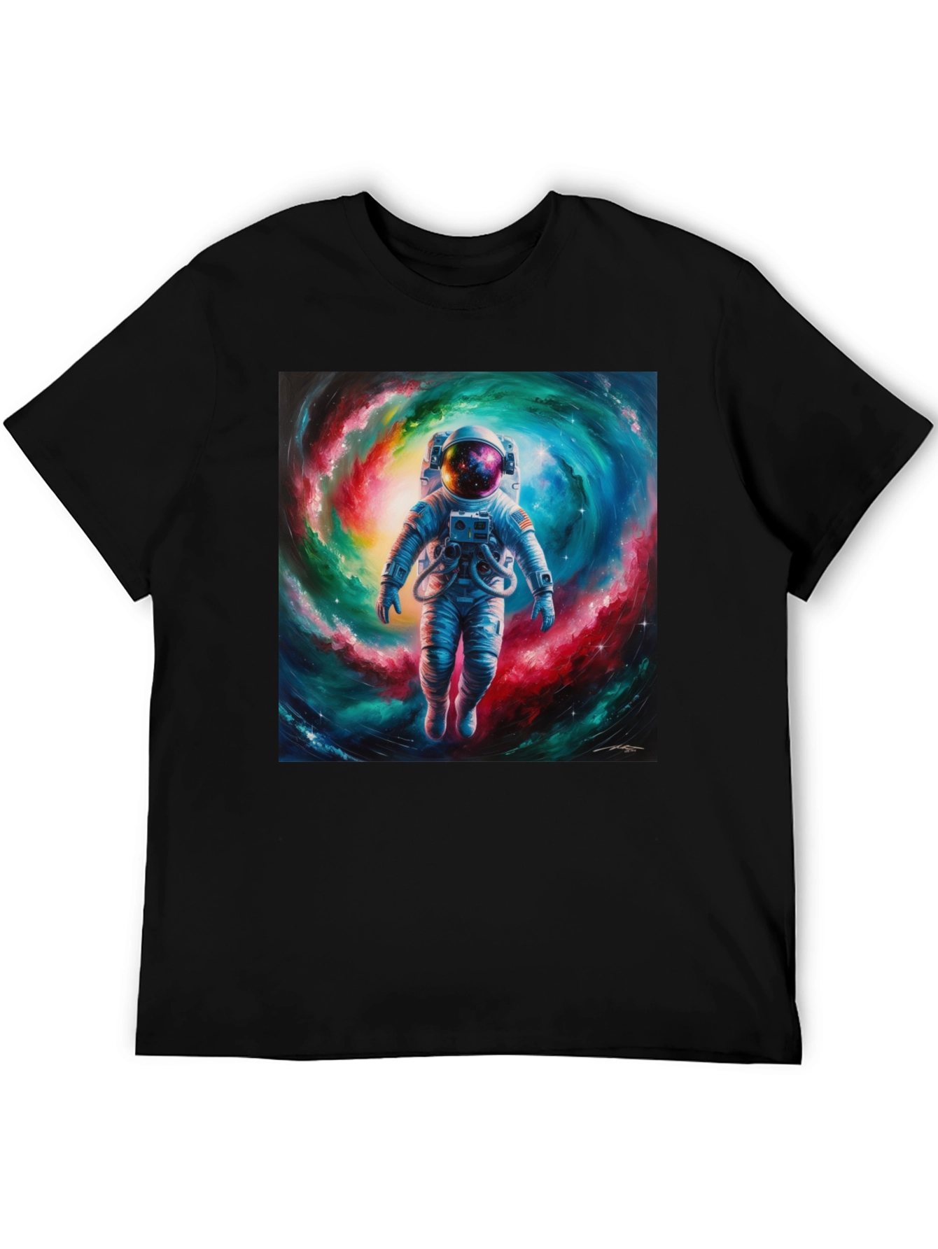 Black Astronaut Galaxy T-Shirt - Space Art Tee view 5