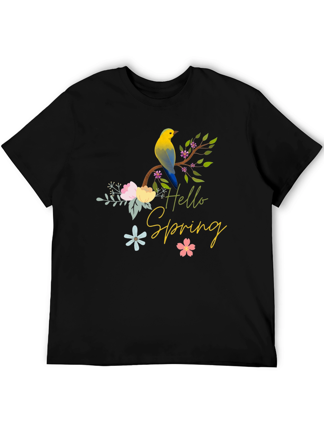 Black Hello Spring Bird T-Shirt - Black view 5