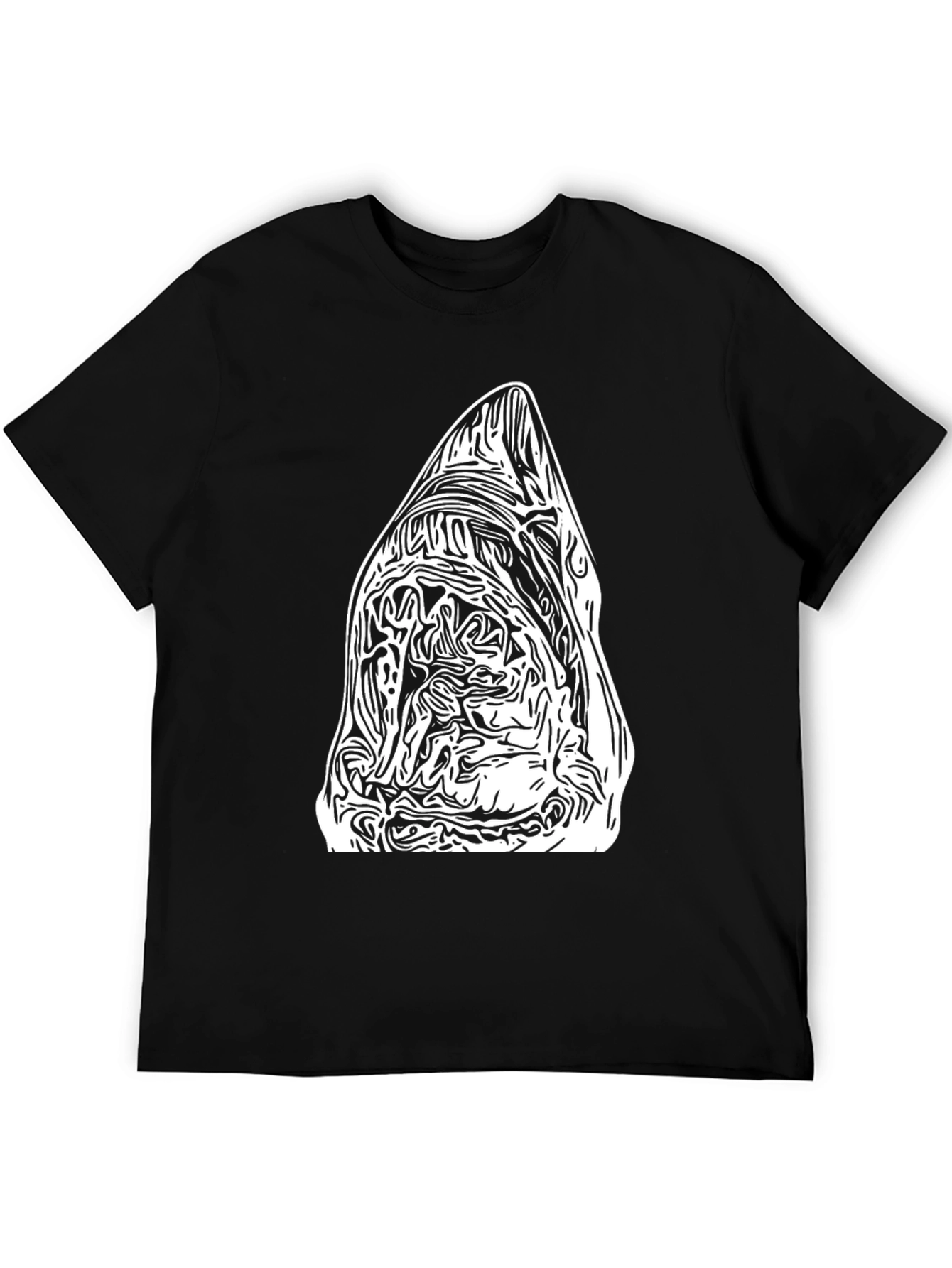 Black Abstract Graphic Tee - Black Cotton Blend view 5