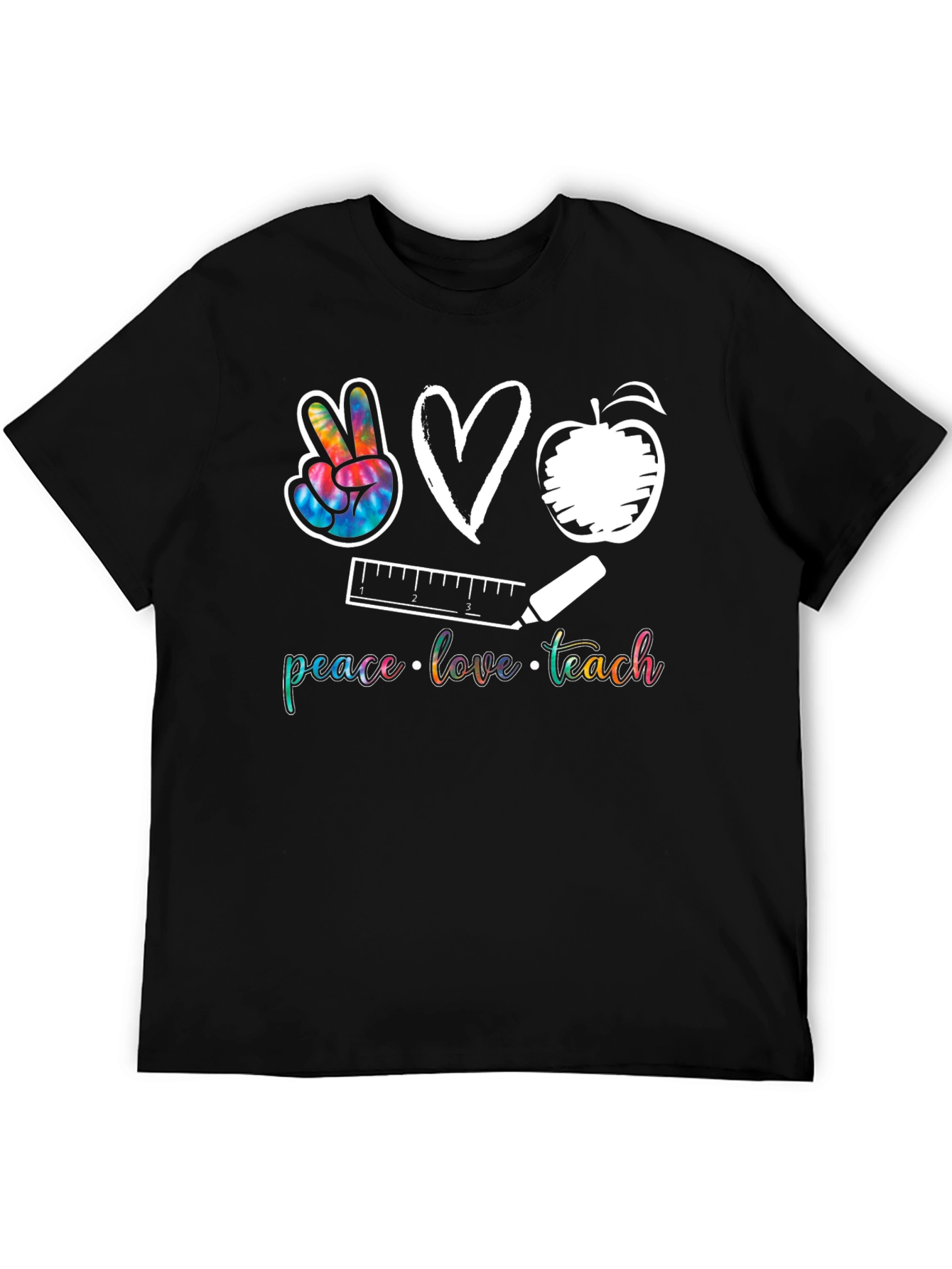 Black Peace Love Teach T-Shirt view 5