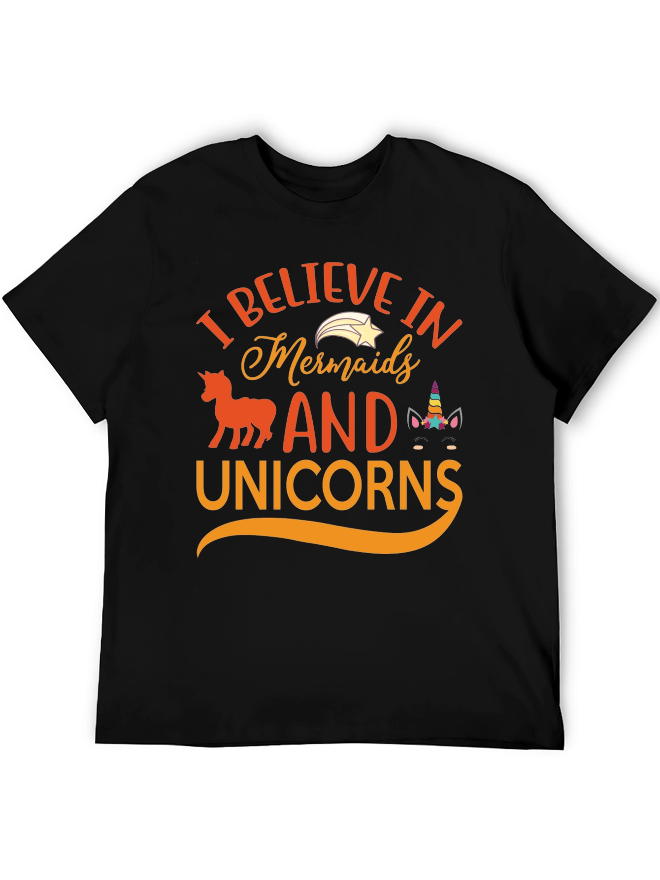 Black Believe in Mermaids and Unicorns T-shirt view 5