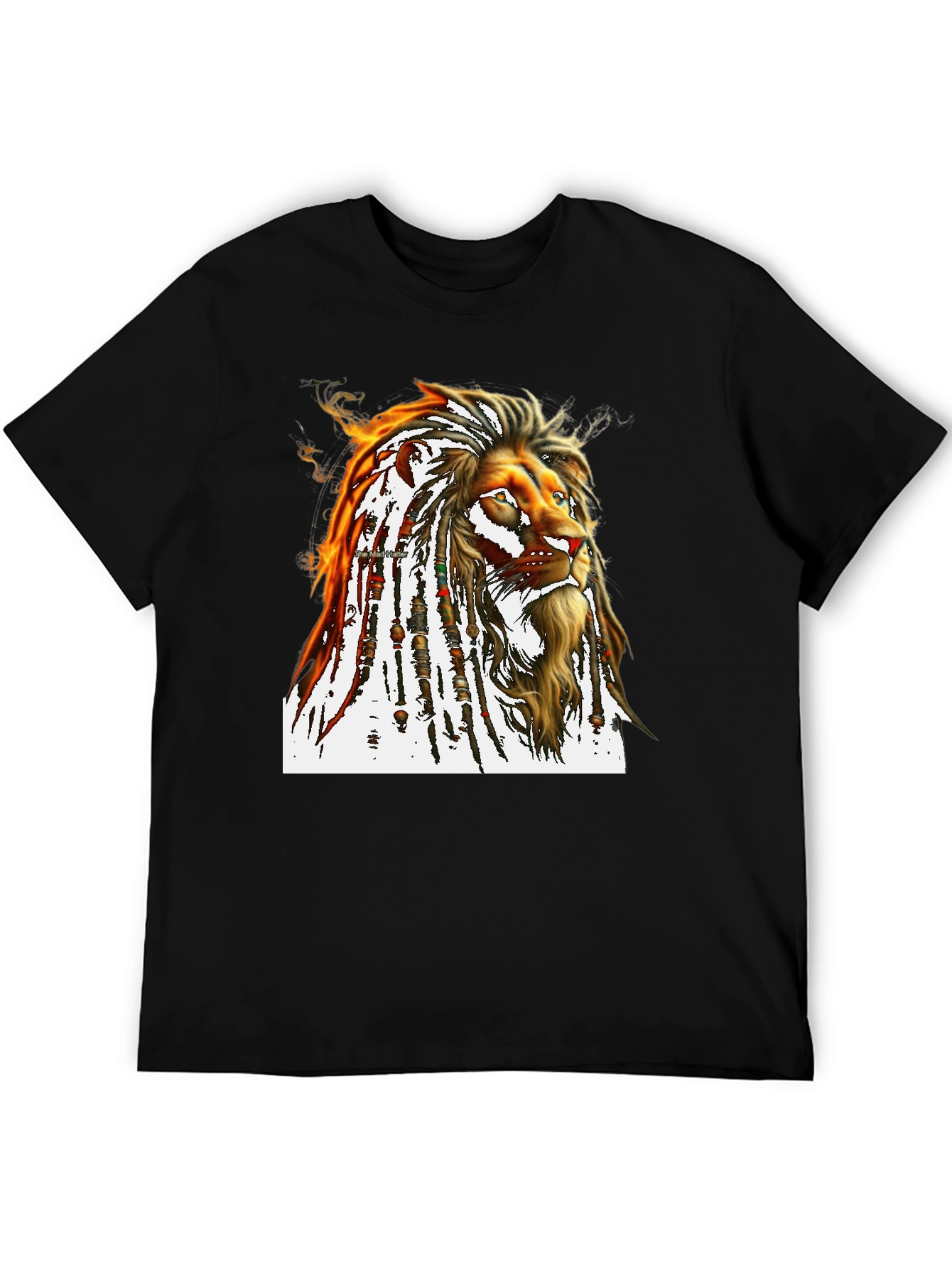 Black Lion Dreadlocks T-Shirt - Black view 5