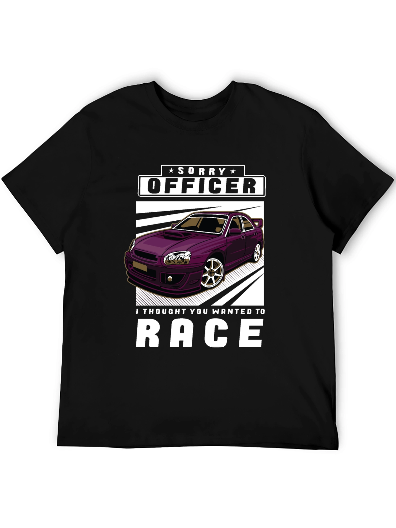 Black Sorry Officer Race Car T-Shirt view 5