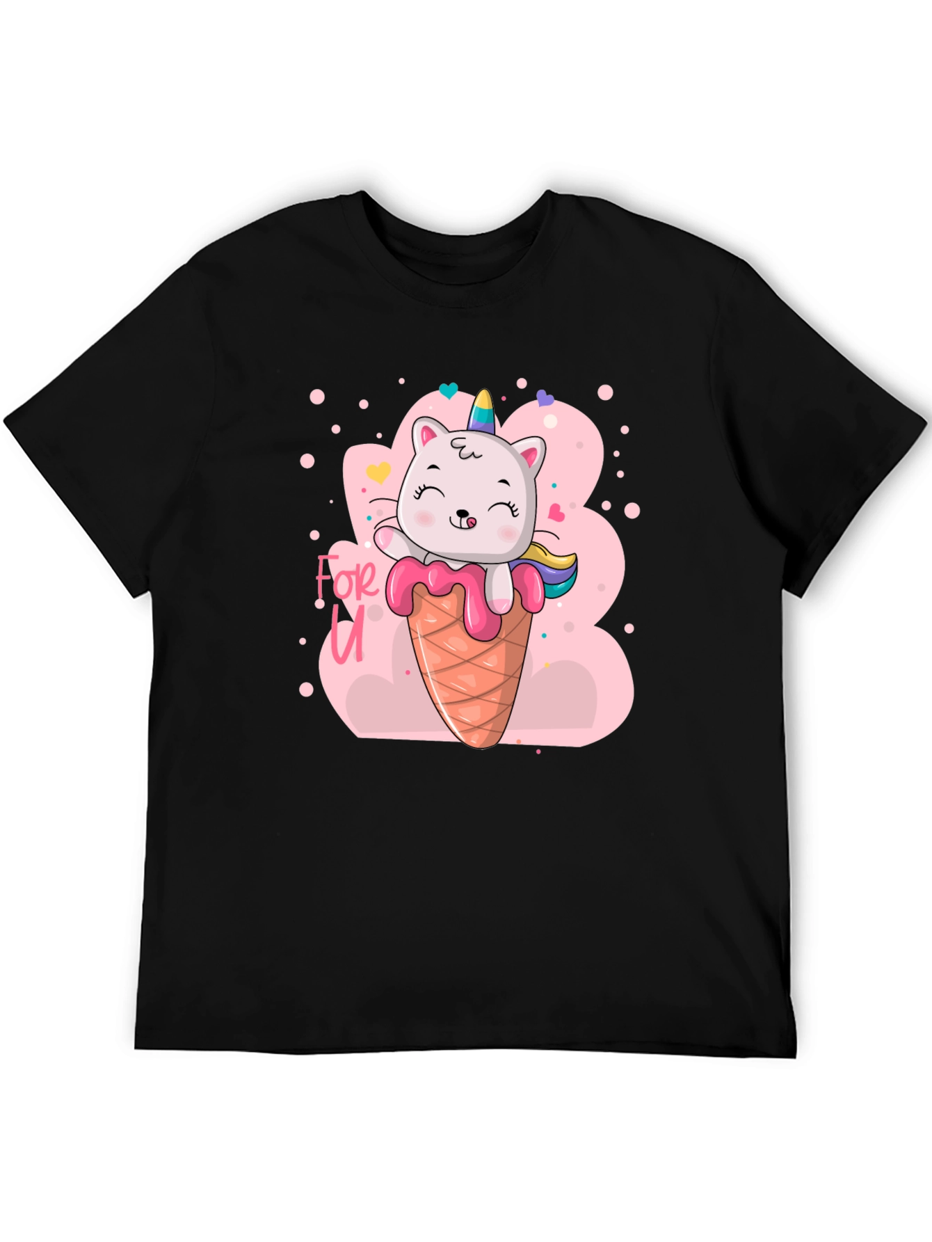 Black Cat Unicorn Ice Cream T-Shirt - Cute Graphic Tee view 5