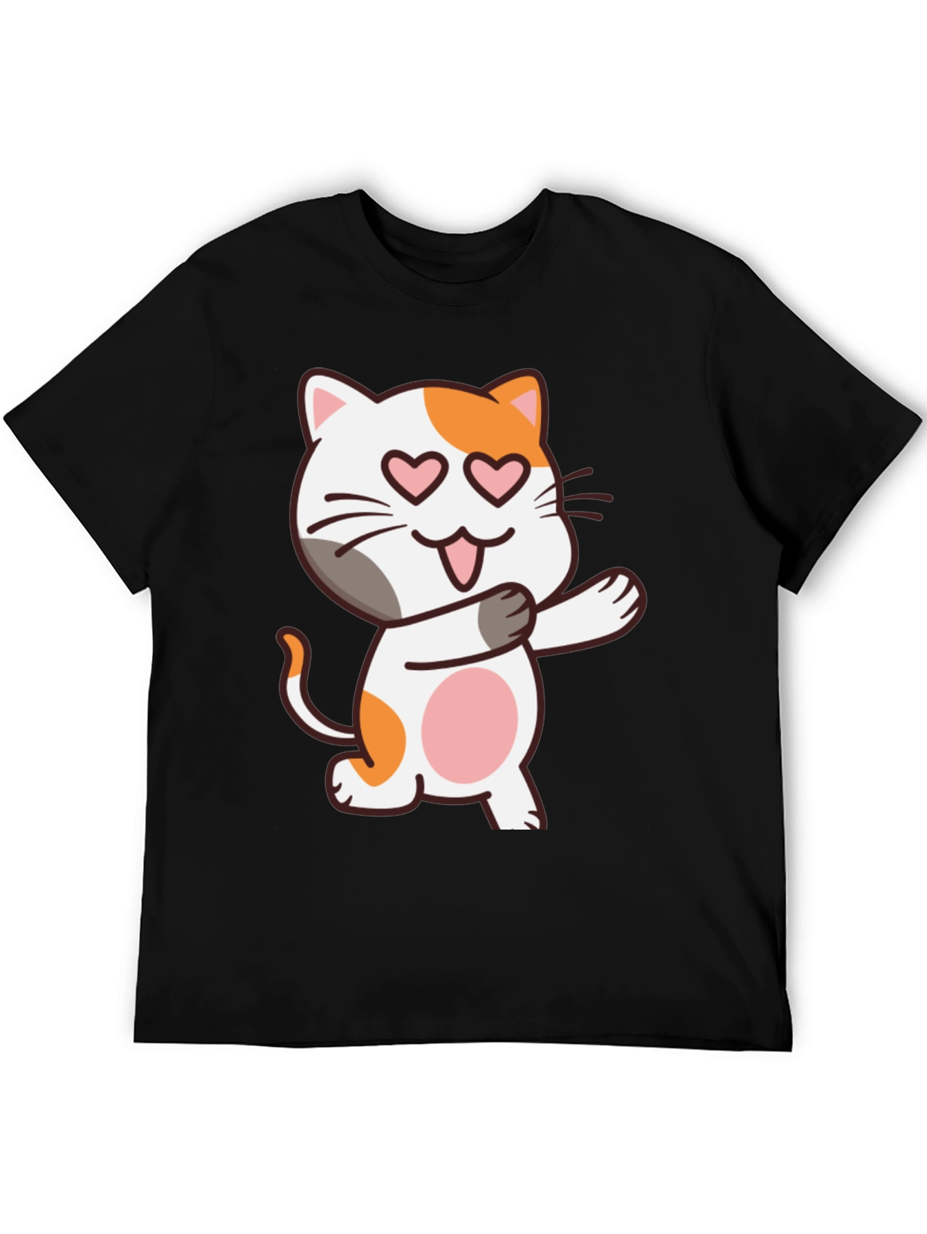 Black Cute Cat Heart Eyes Black T-Shirt view 5