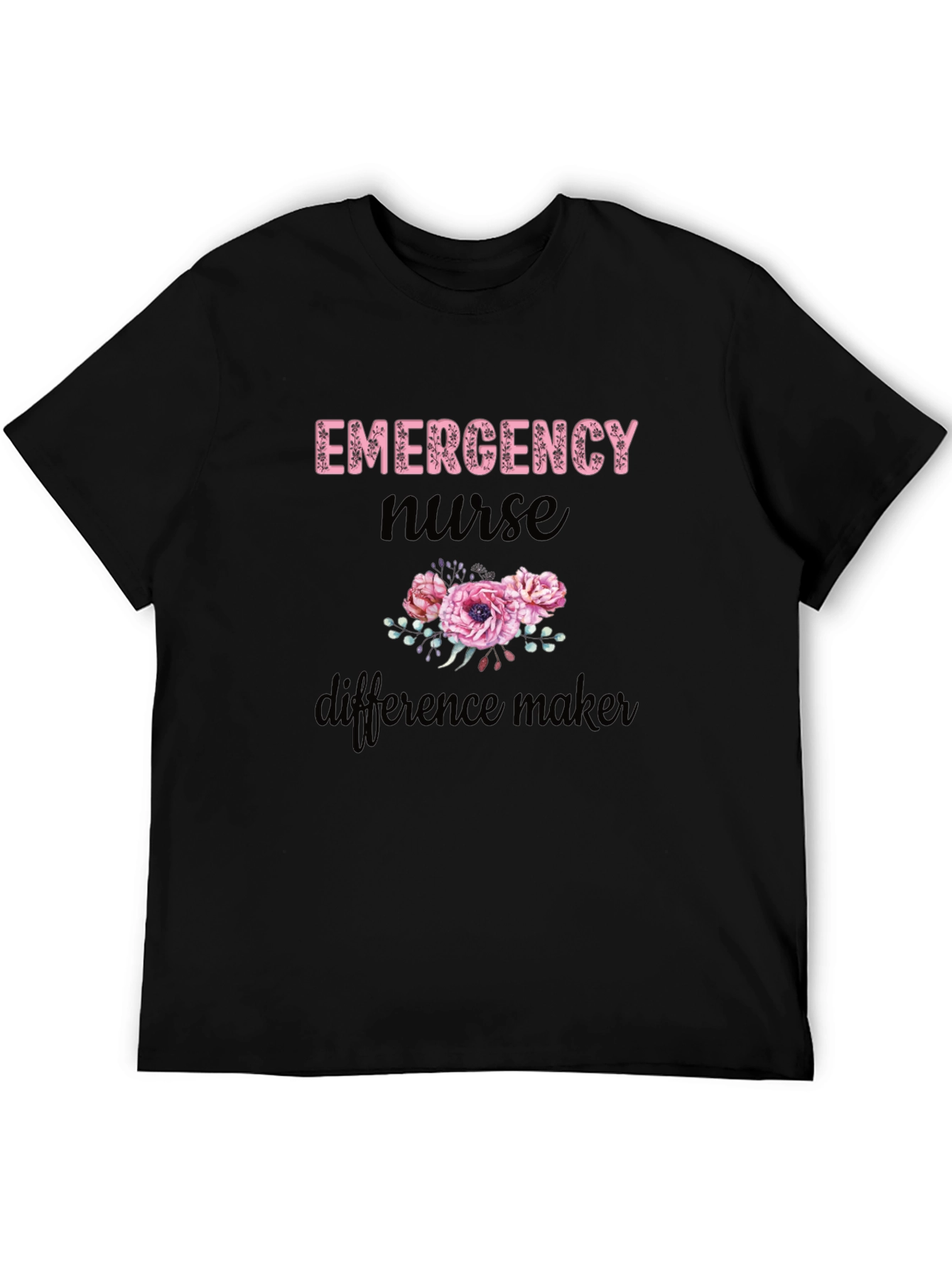 Black Emergency Nurse Difference Maker Black Tee view 5