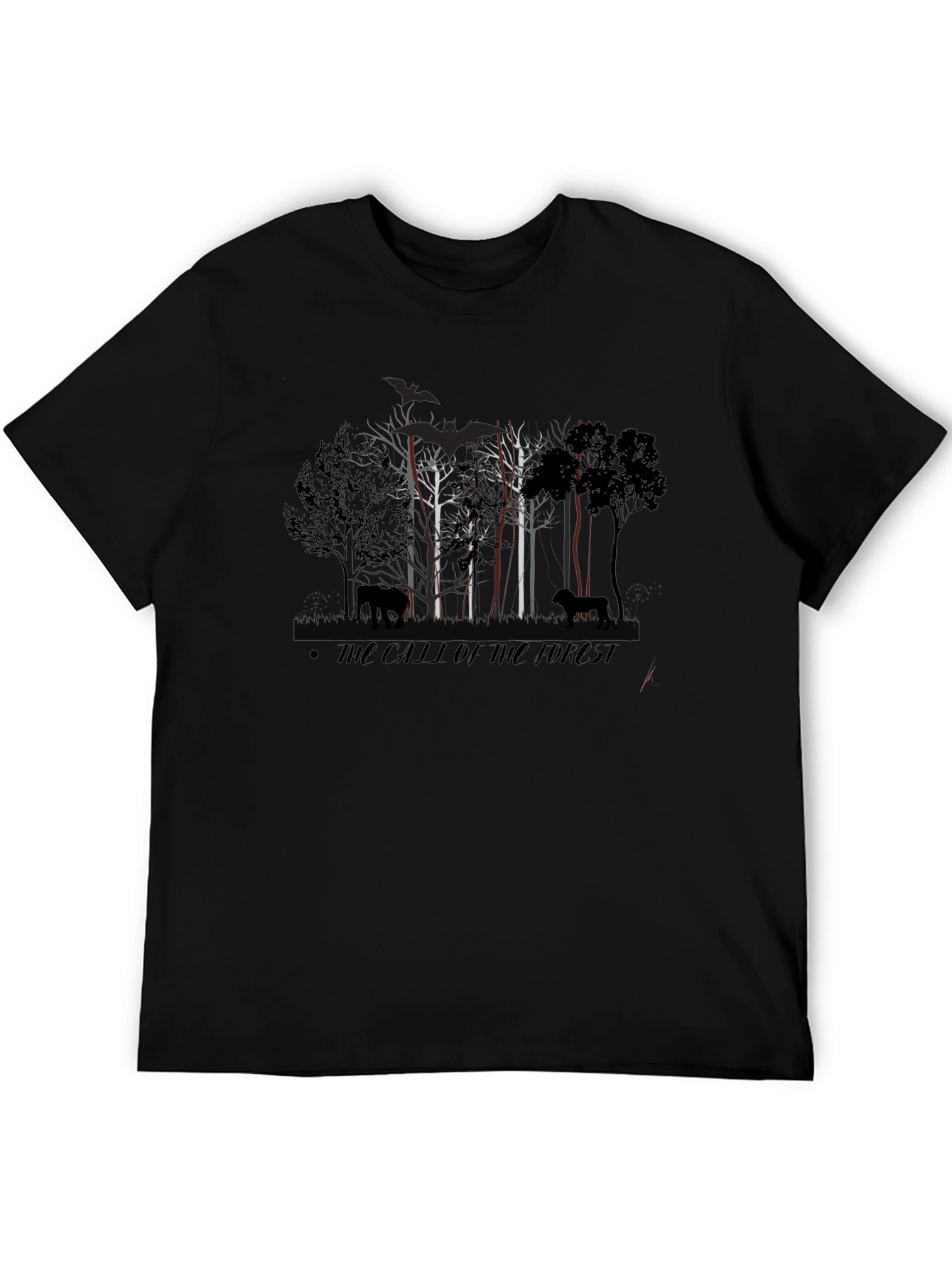 Black The Call of the Forest T-Shirt - Wildlife Design view 5