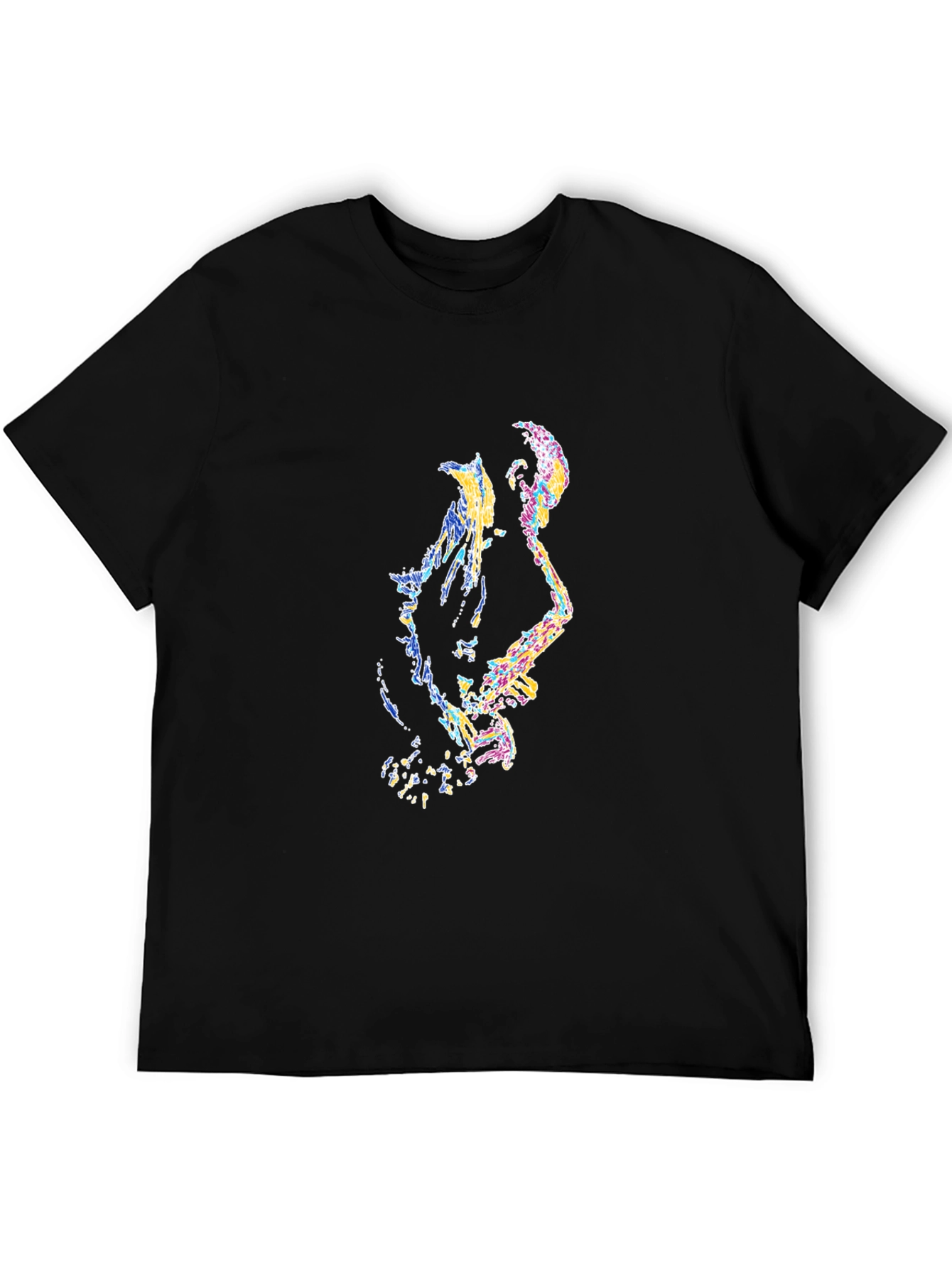 Black Abstract Musician Graphic Print Black T-Shirt view 5