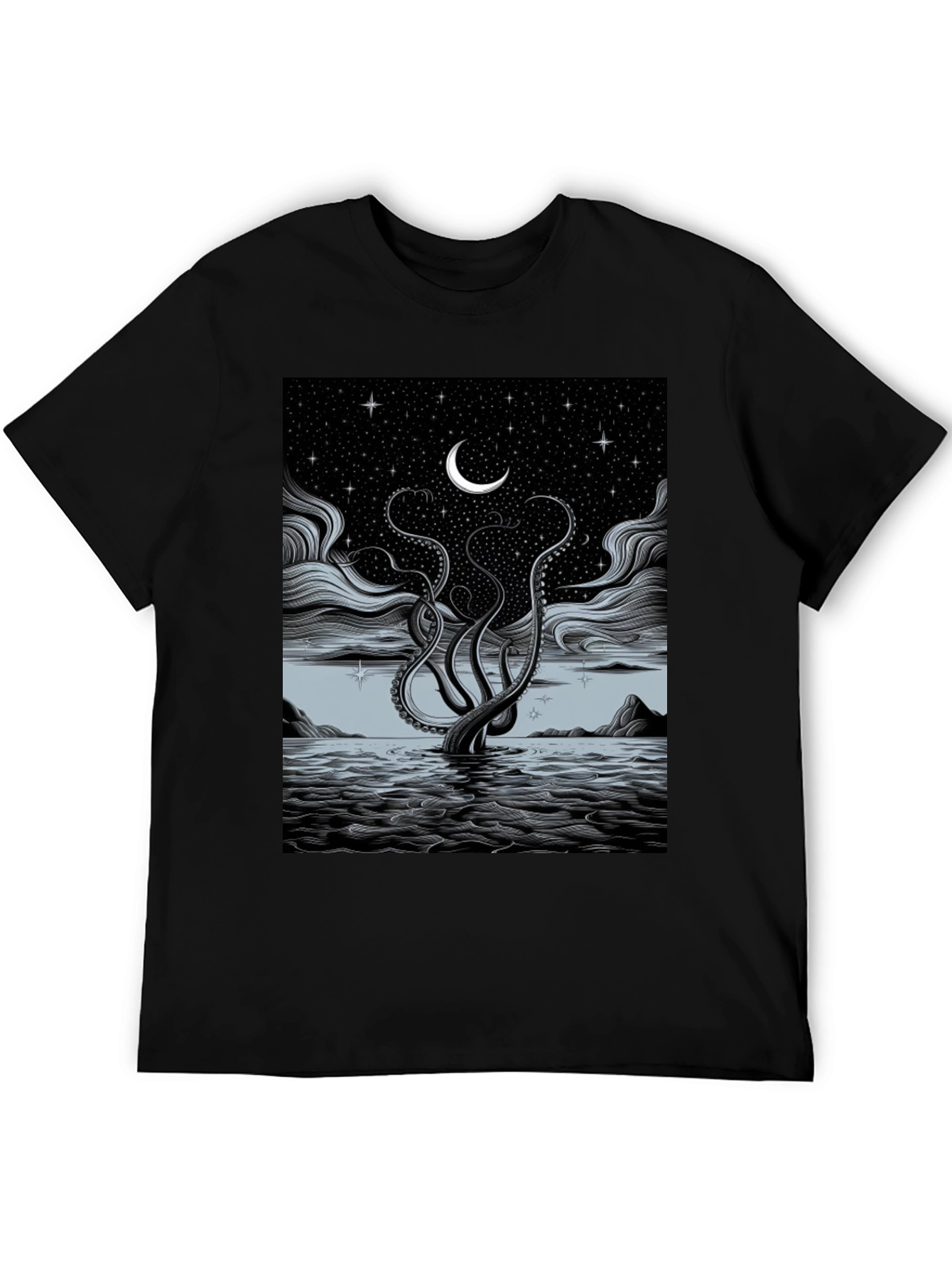 Black Mystic Kraken Tee - Dark Sea Design view 5