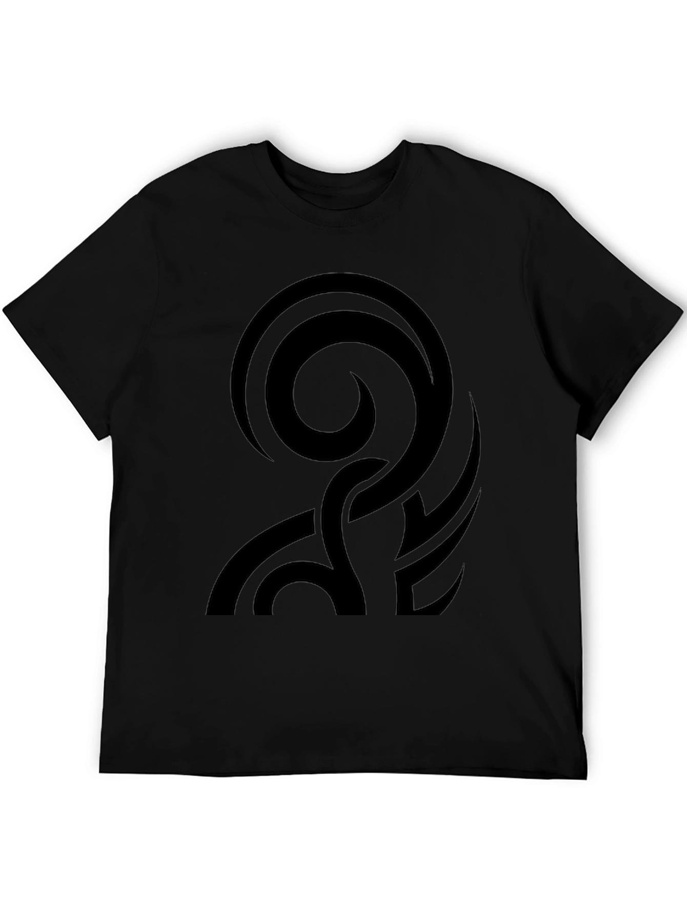 Black Men's Black Tribal Swirl Graphic T-Shirt view 5