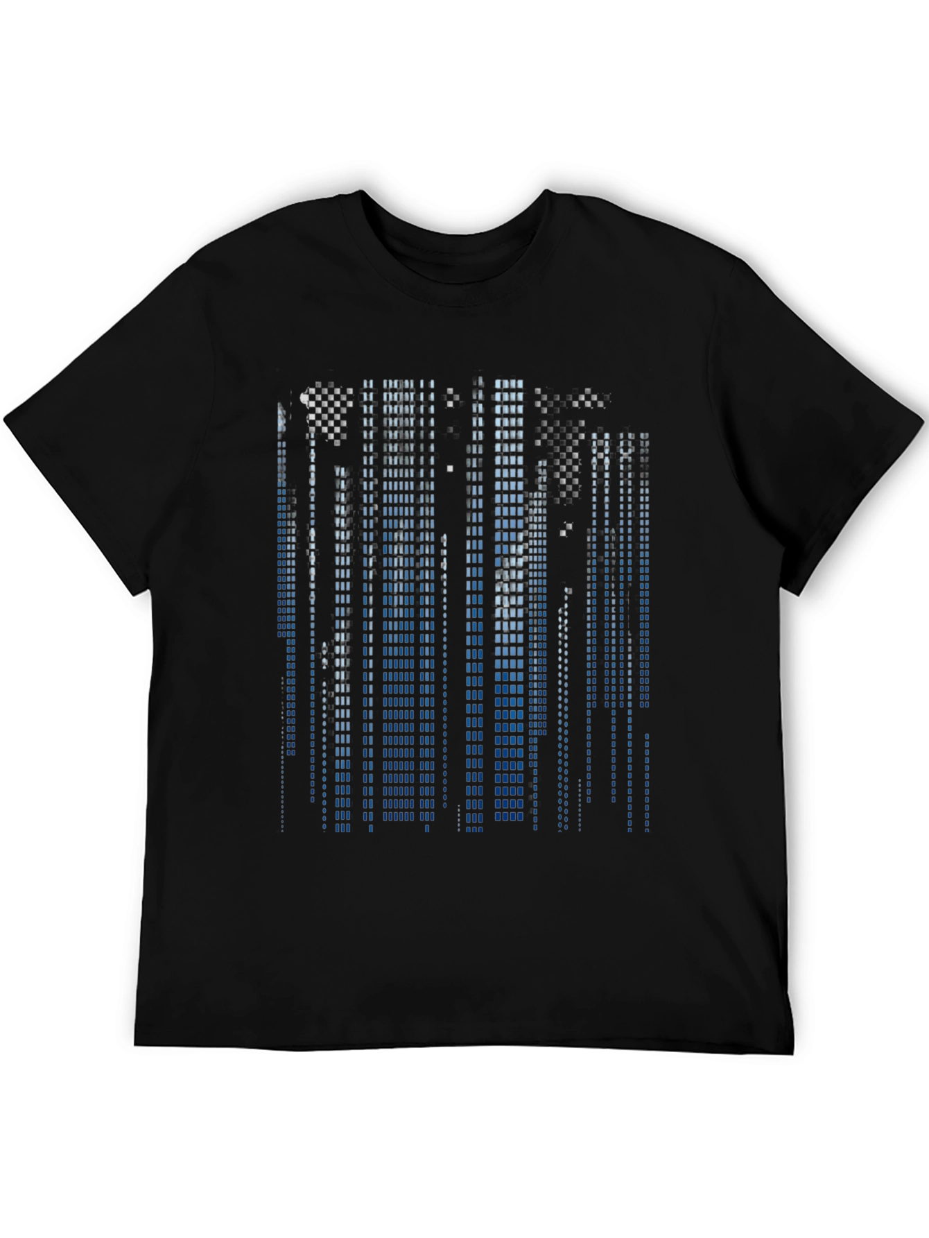 Black Pixelated Cityscape Graphic Tee - Black view 5