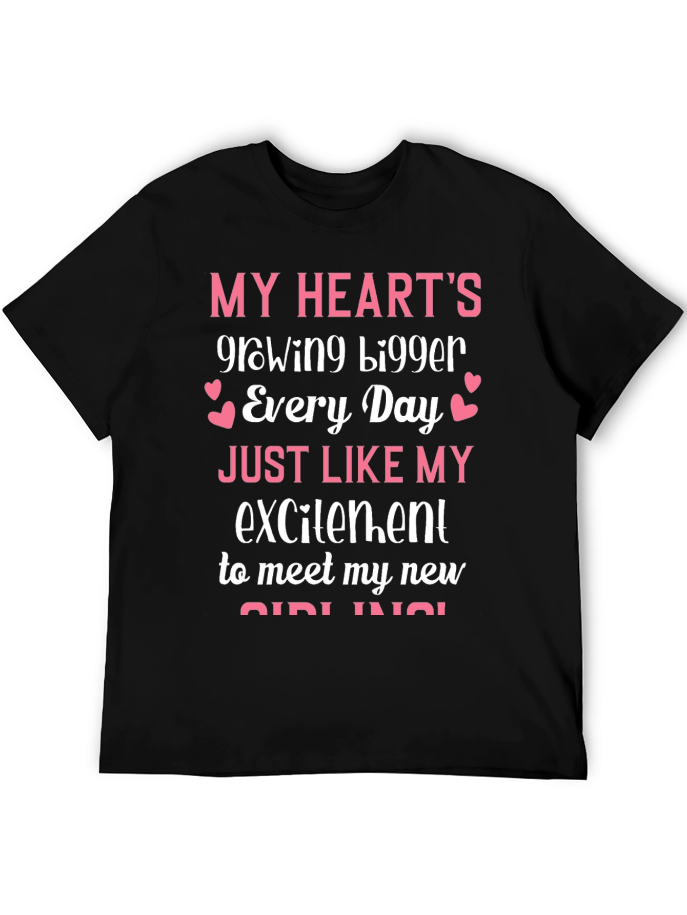 Black My Heart's Growing Bigger New Grandchild Unisex T-Shirt view 5